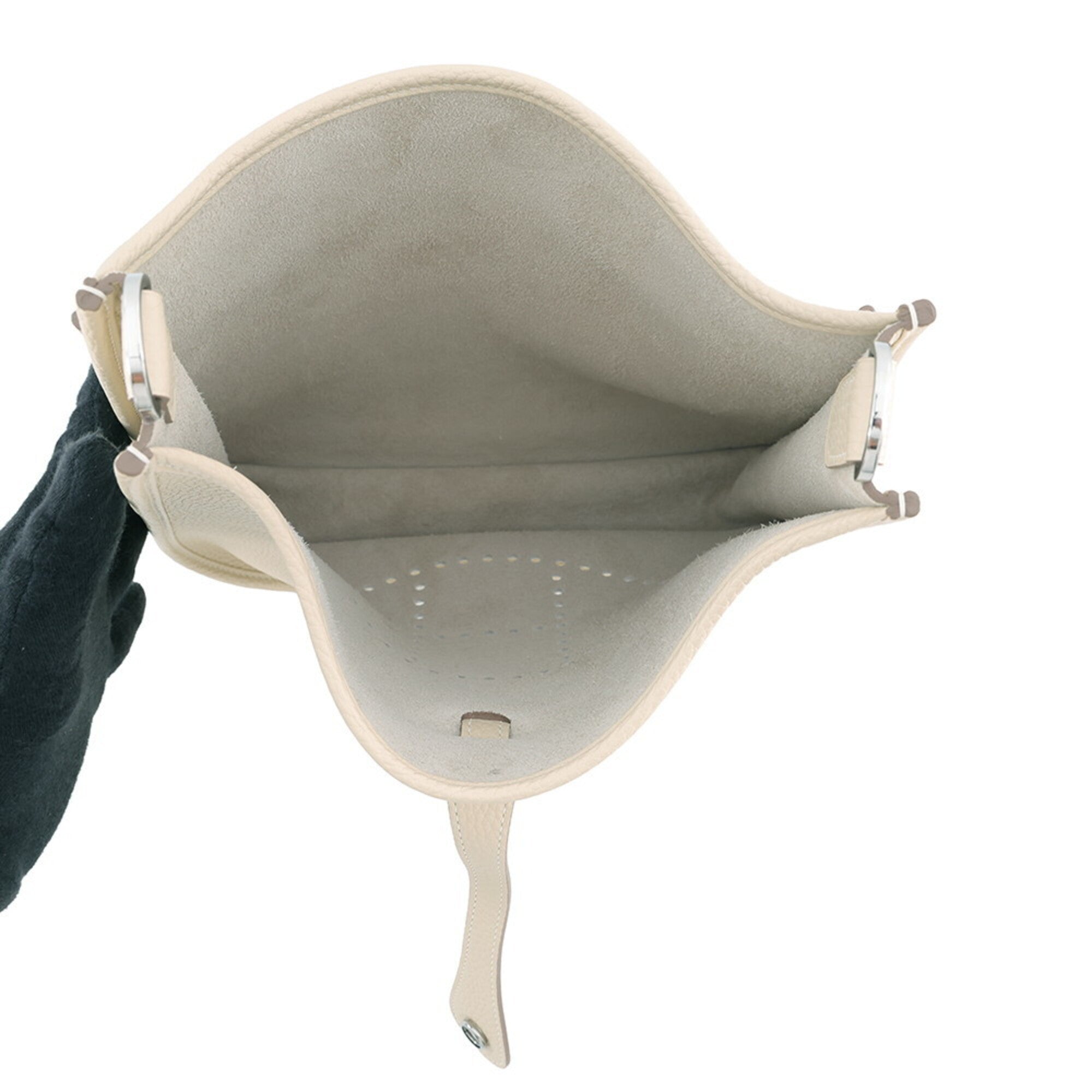 Hermes Ivory Taurillon Clemence Leather Shoulder Bag (Pre-Owned)