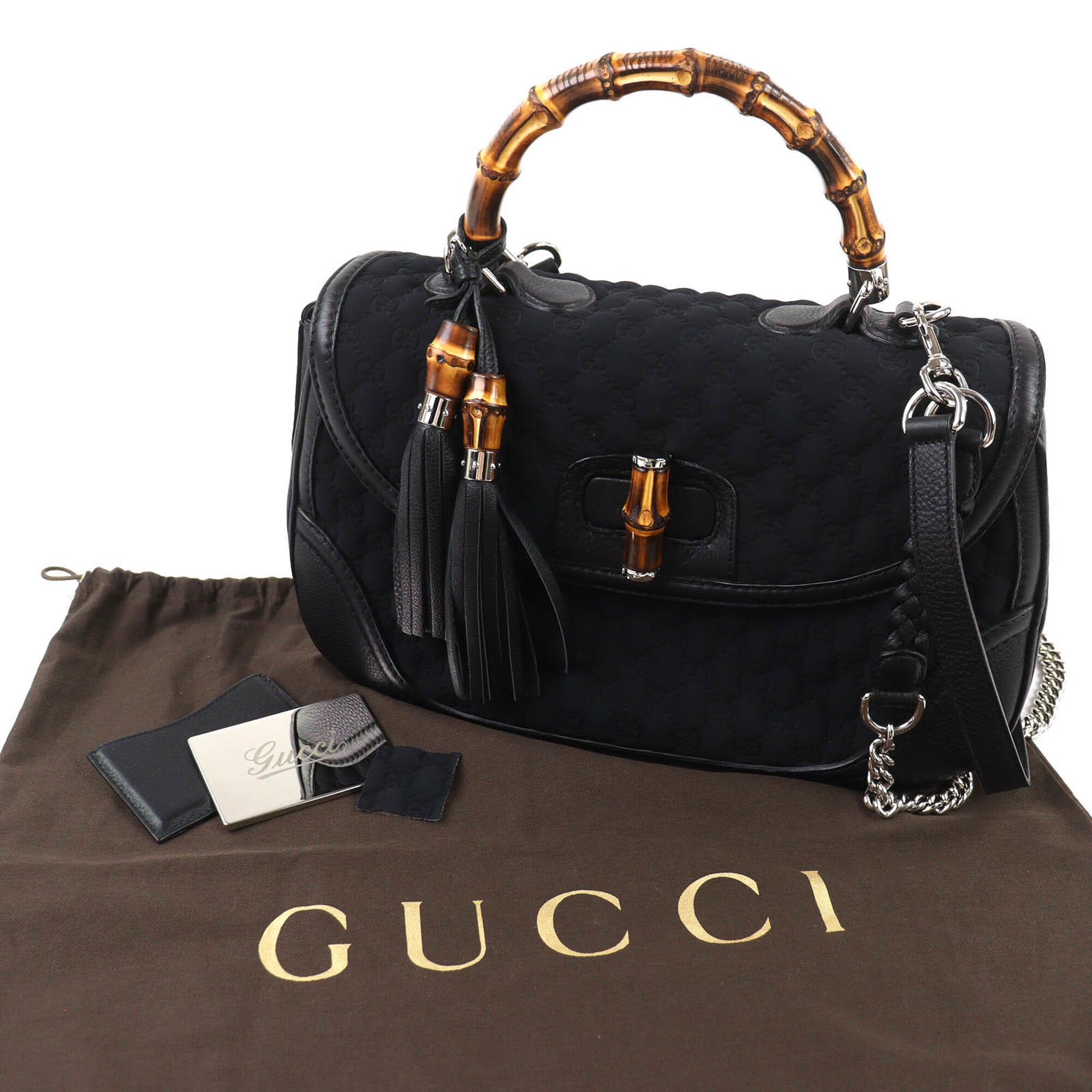 Gucci Black Leather Handbag Shoulder Bag (Pre-Owned)