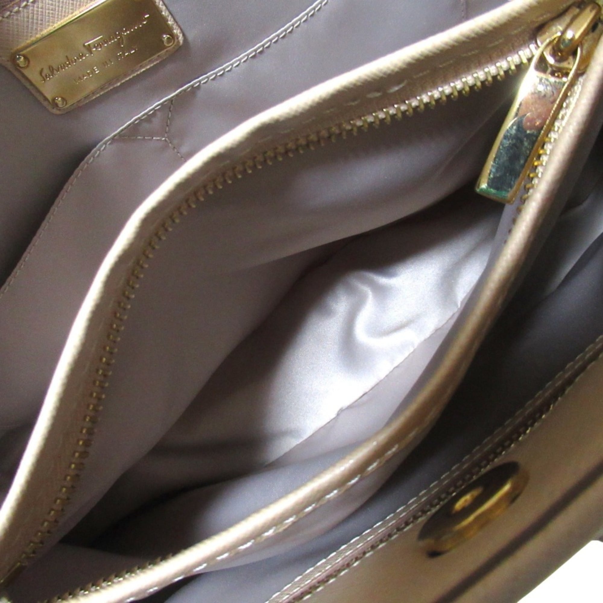 Salvatore Ferragamo Beige Shoulder Bag Tote Bag (Pre-Owned)