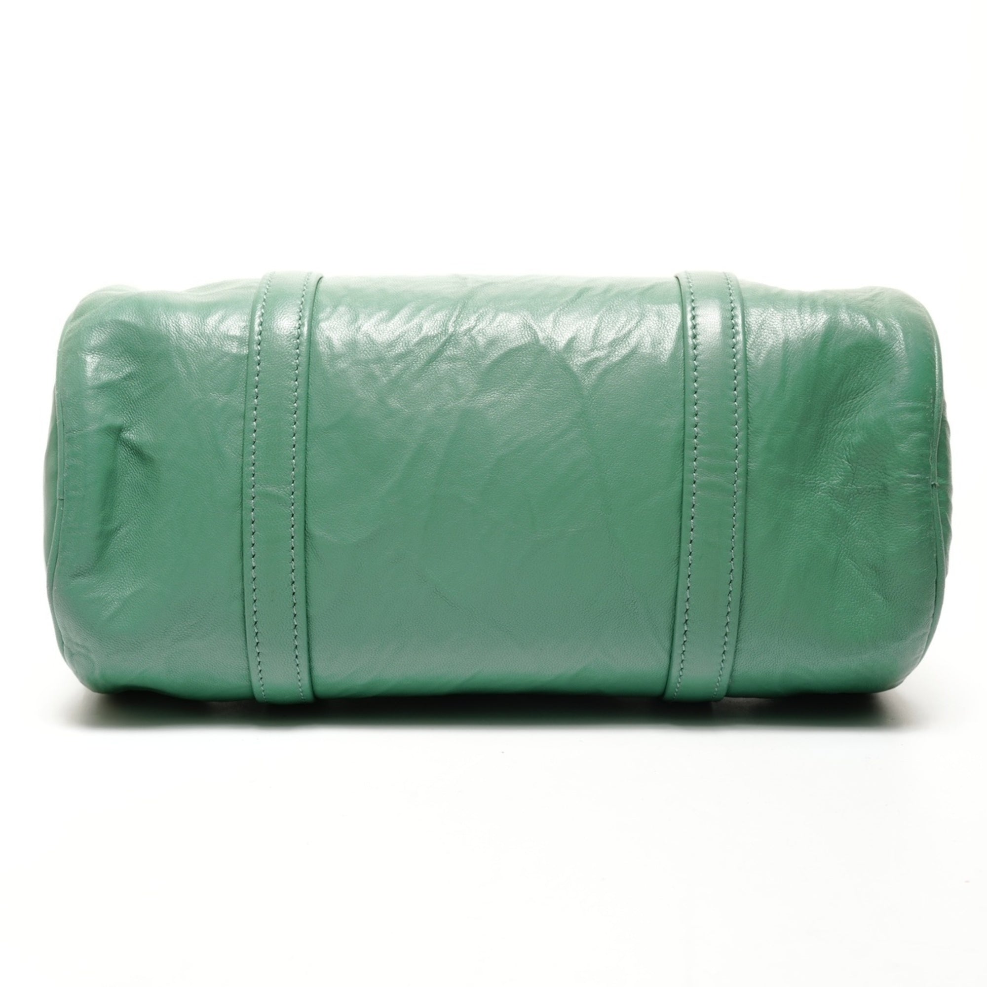 Prada Green Leather Boston Bag Shoulder Bag (Pre-Owned)