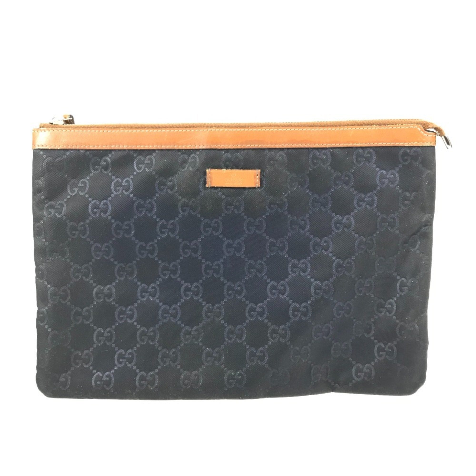 Gucci Navy Leather Nylon Clutch Bag (Pre-Owned)