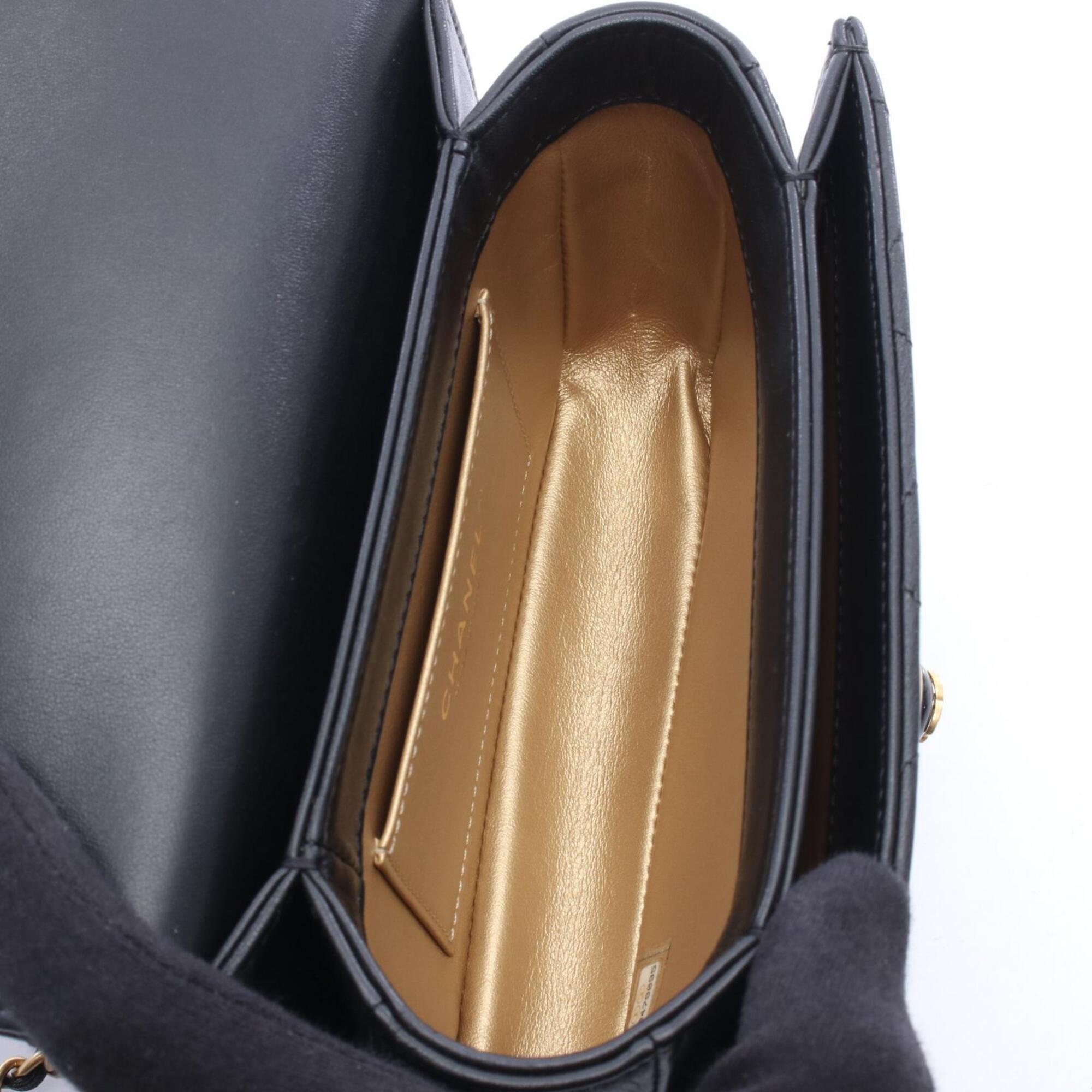 Chanel Black Leather Handbag Shoulder Bag (Pre-Owned)