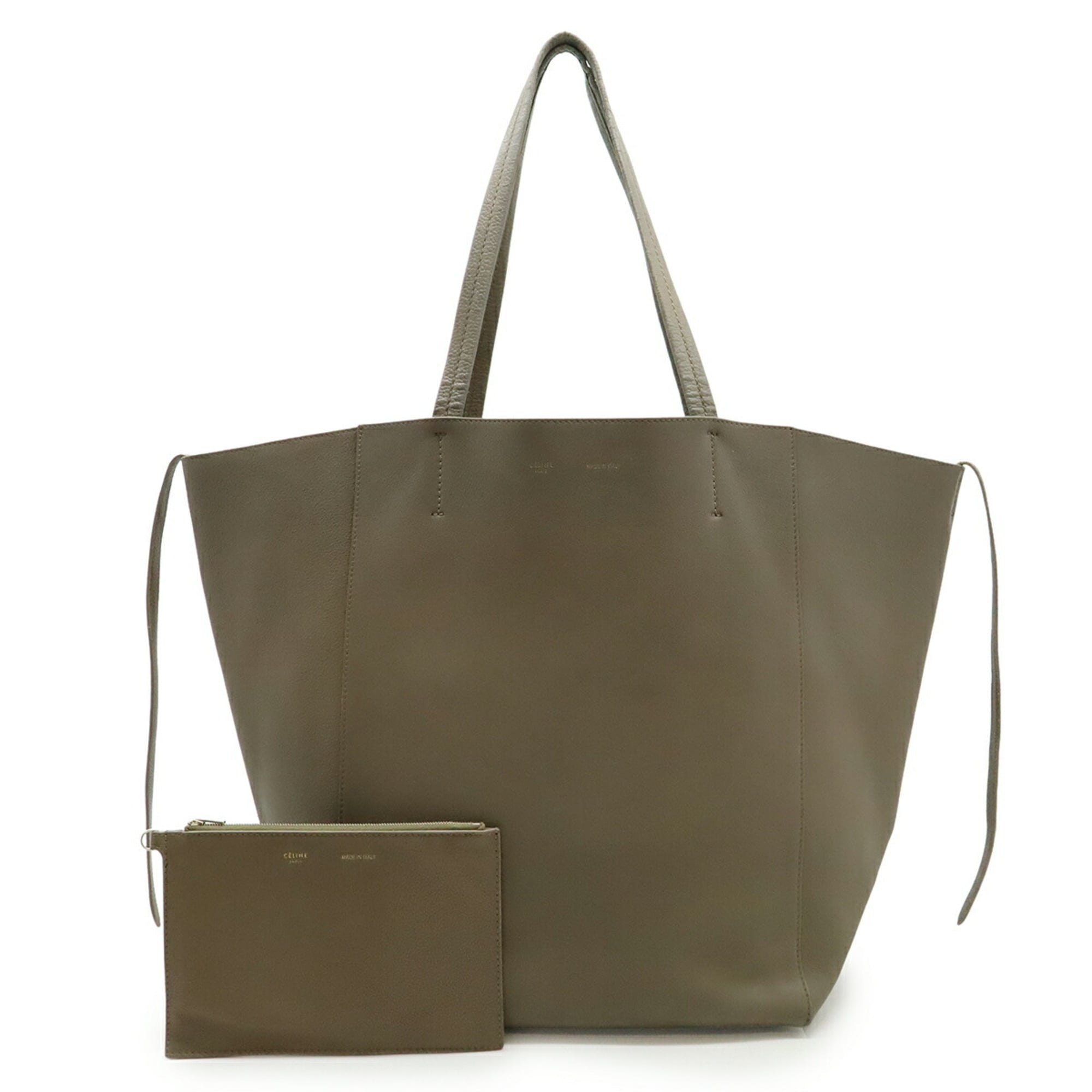 Celine Black Grayish Leather Pouch Shoulder Bag Tote Bag (Pre-Owned)