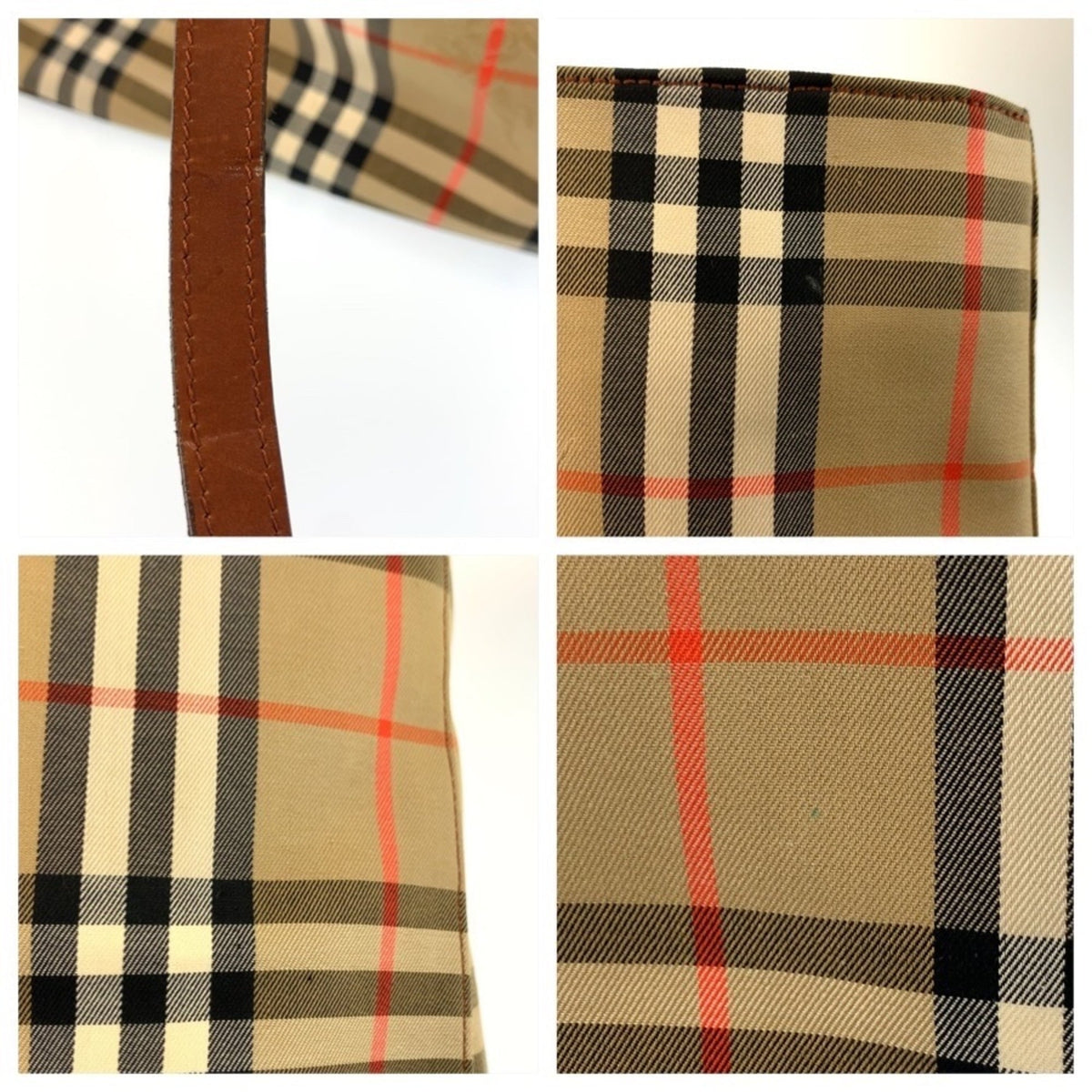 Burberry Beige Brown Canvas Leather Shoulder Bag Tote Bag (Pre-Owned)