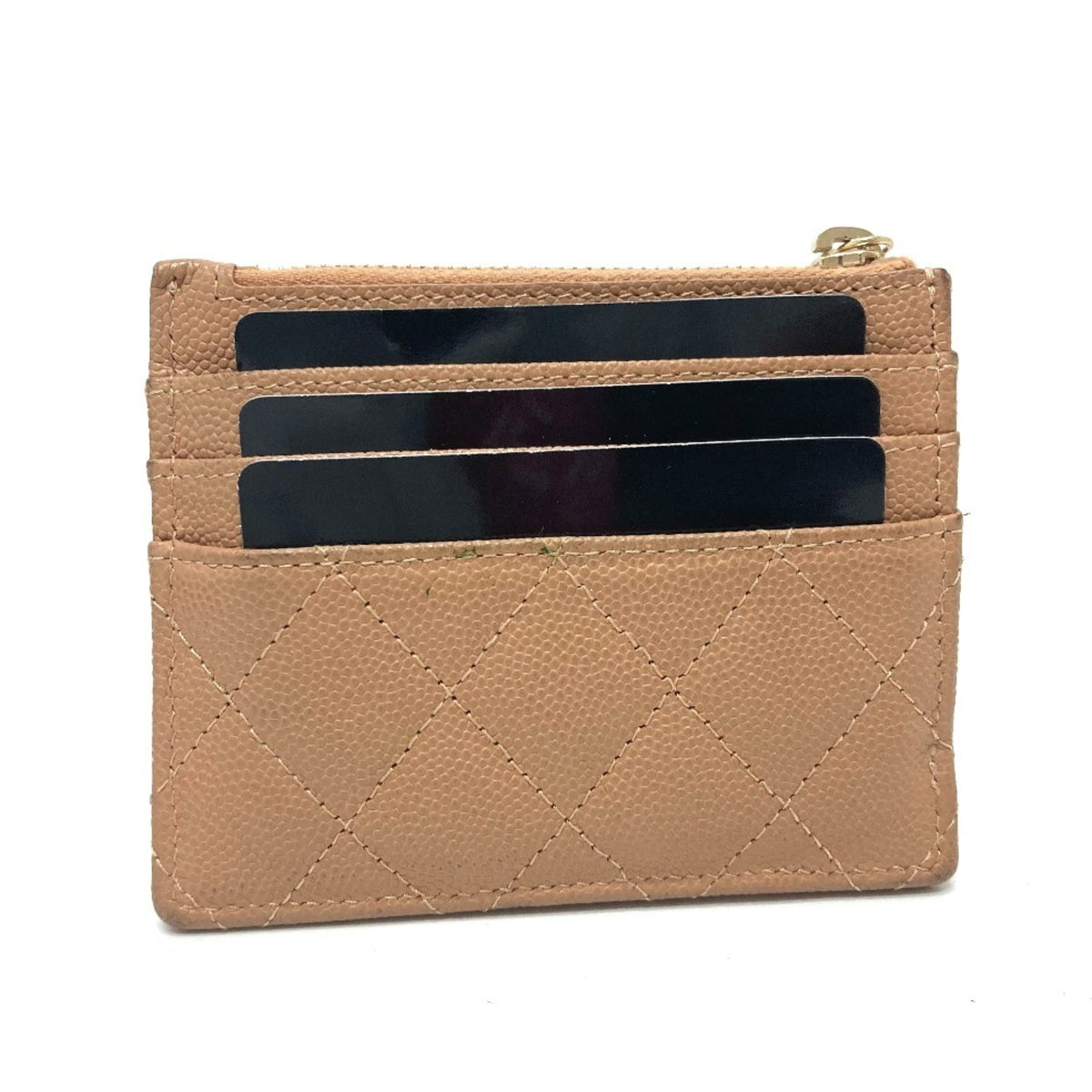 Chanel Beige Grained Calfskin Wallet (Bi-Fold) (Pre-Owned)