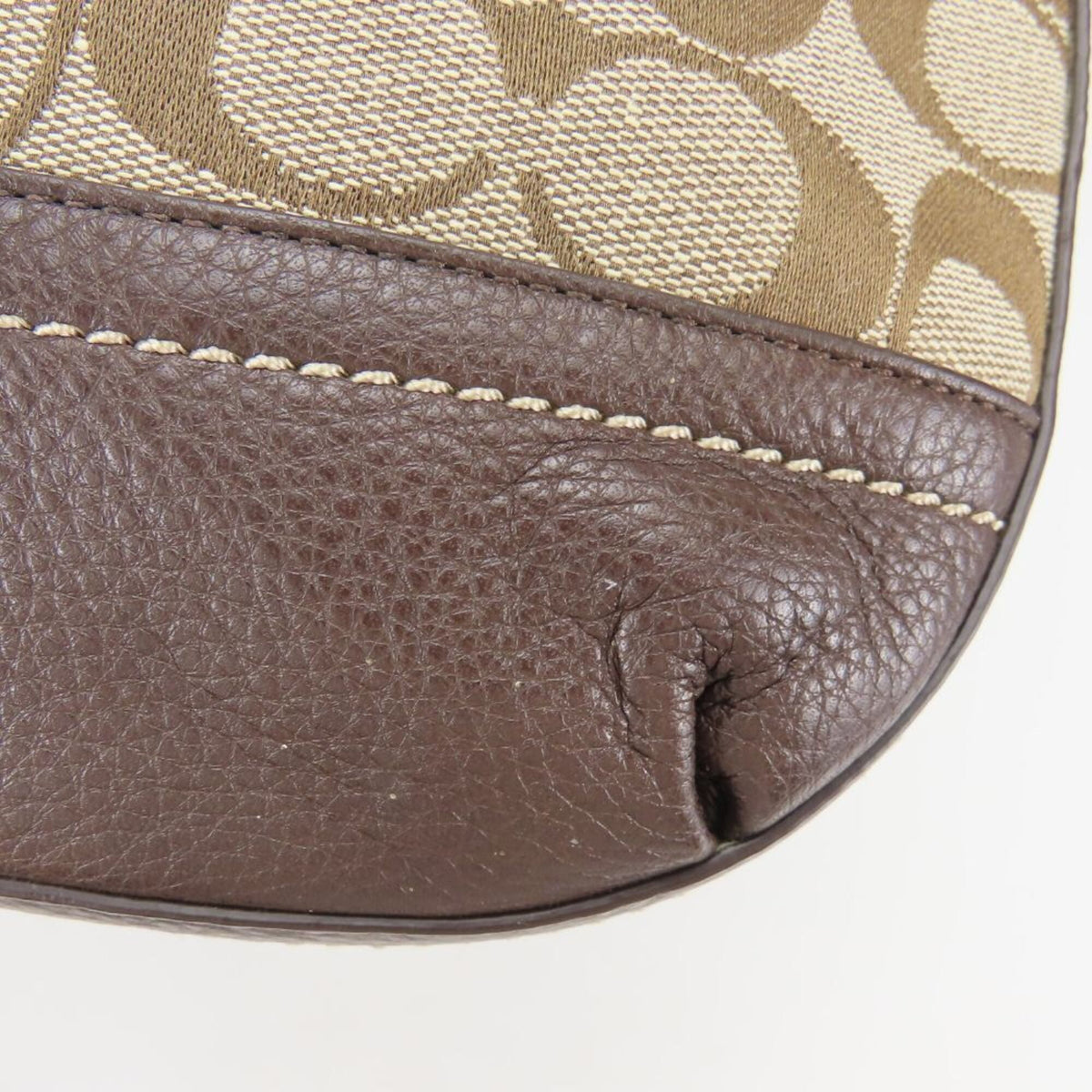 Coach Beige Brown Canvas Leather Shoulder Bag (Pre-Owned)