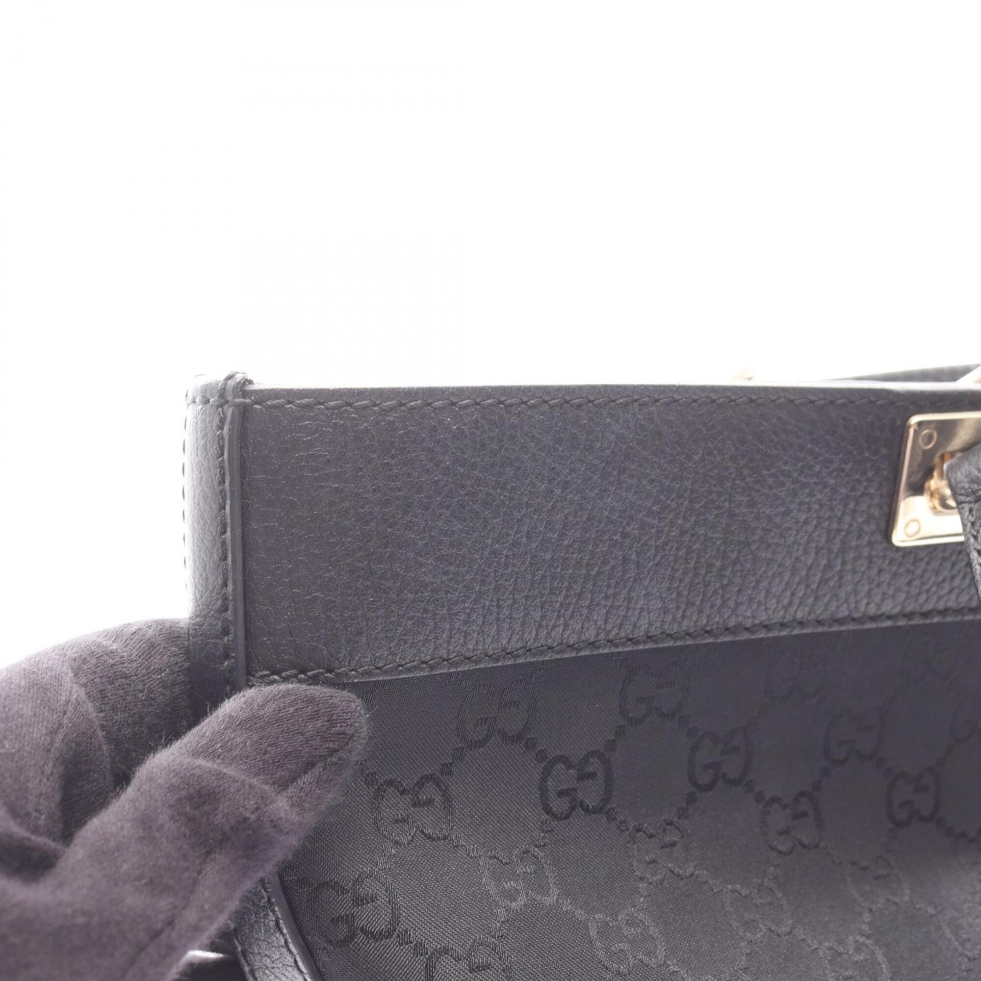 Gucci Black Nylon Leather Handbag Tote Bag (Pre-Owned)