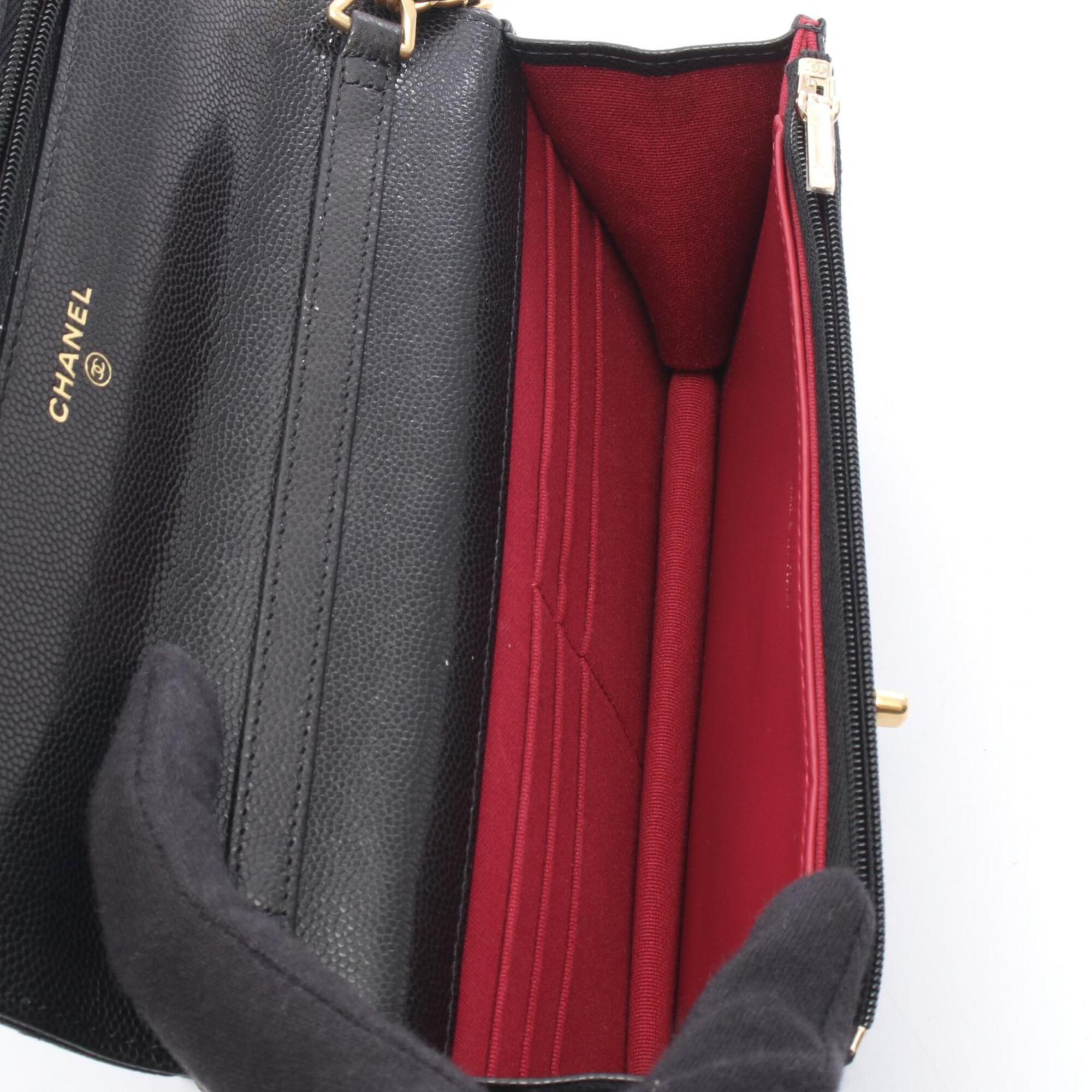 Chanel Black Grained Calfskin Handbag Shoulder Bag (Pre-Owned)