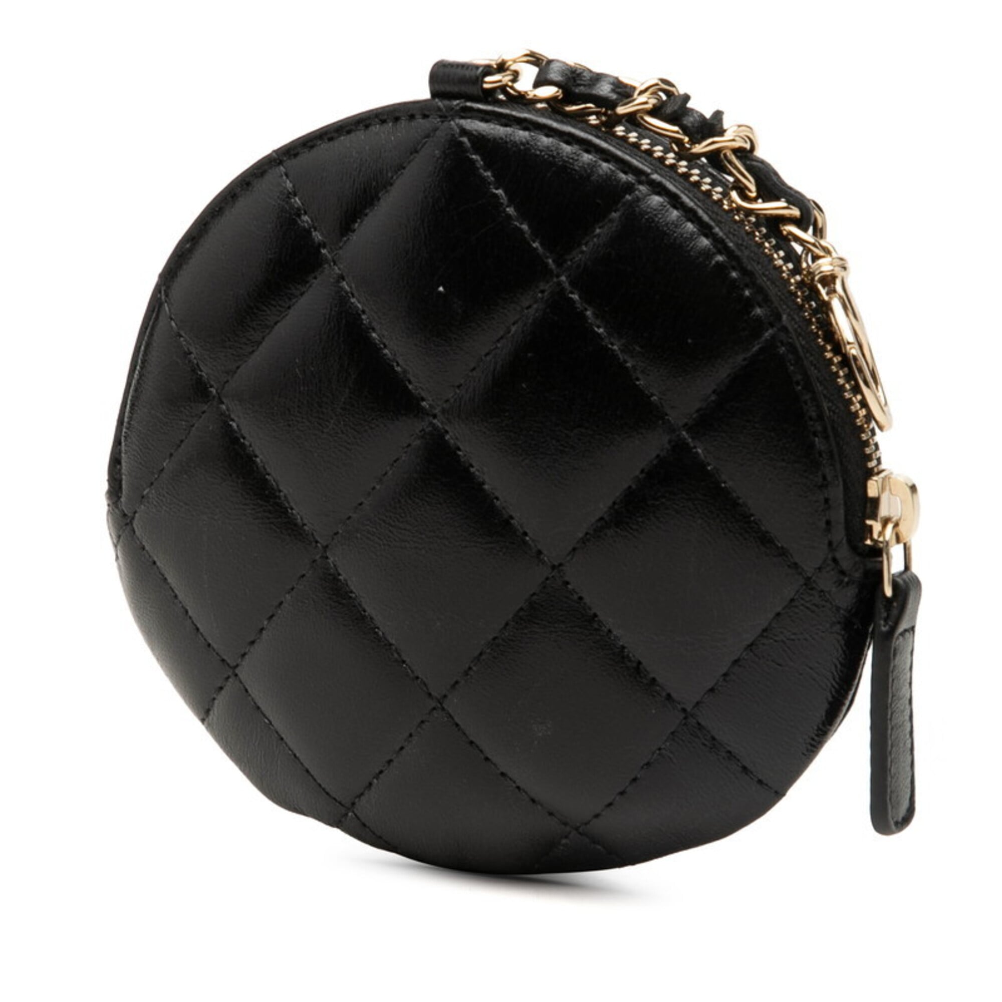 Chanel Black Leather Coin Purse/Coin Case (Pre-Owned)