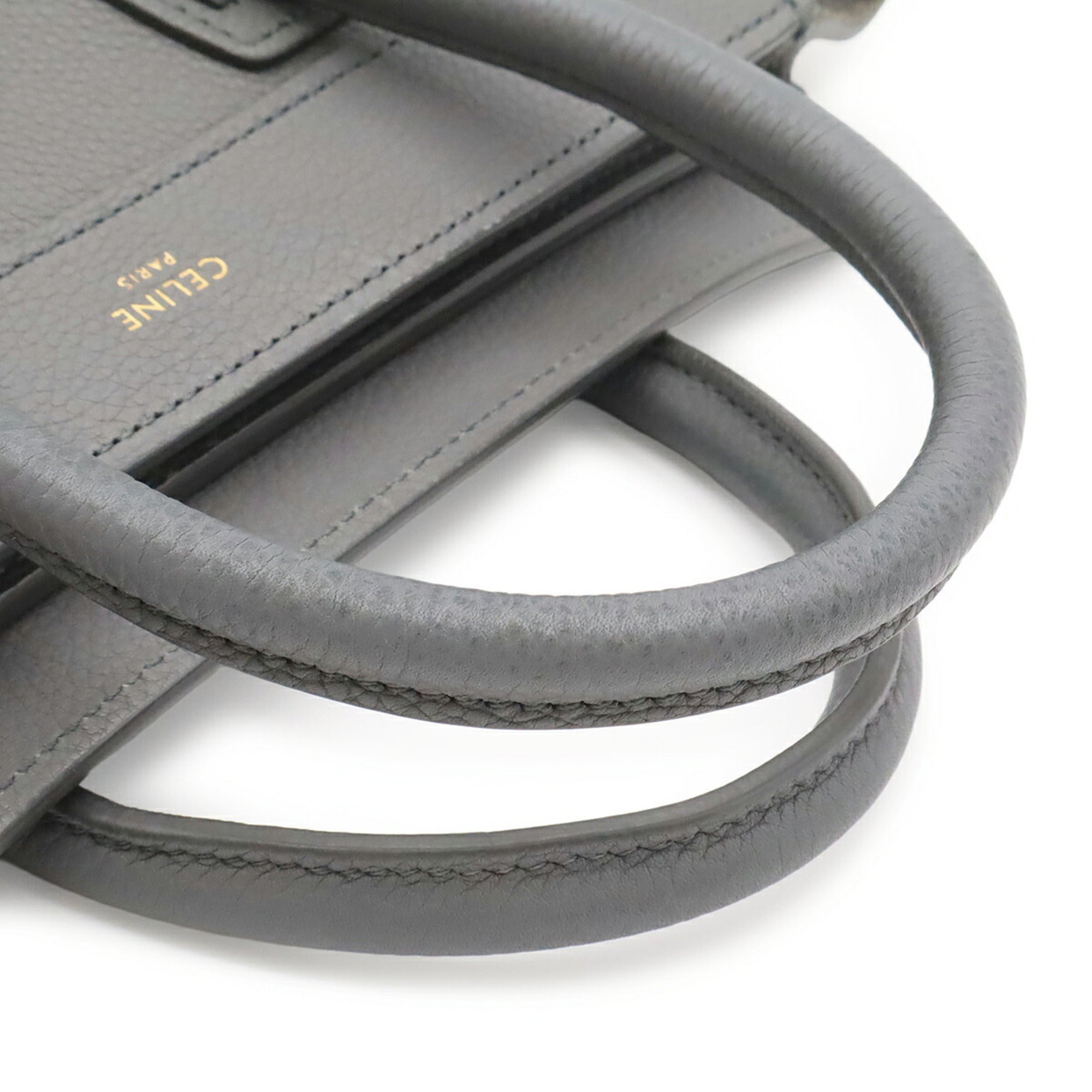 Celine Black Gray Leather Handbag Shoulder Bag (Pre-Owned)
