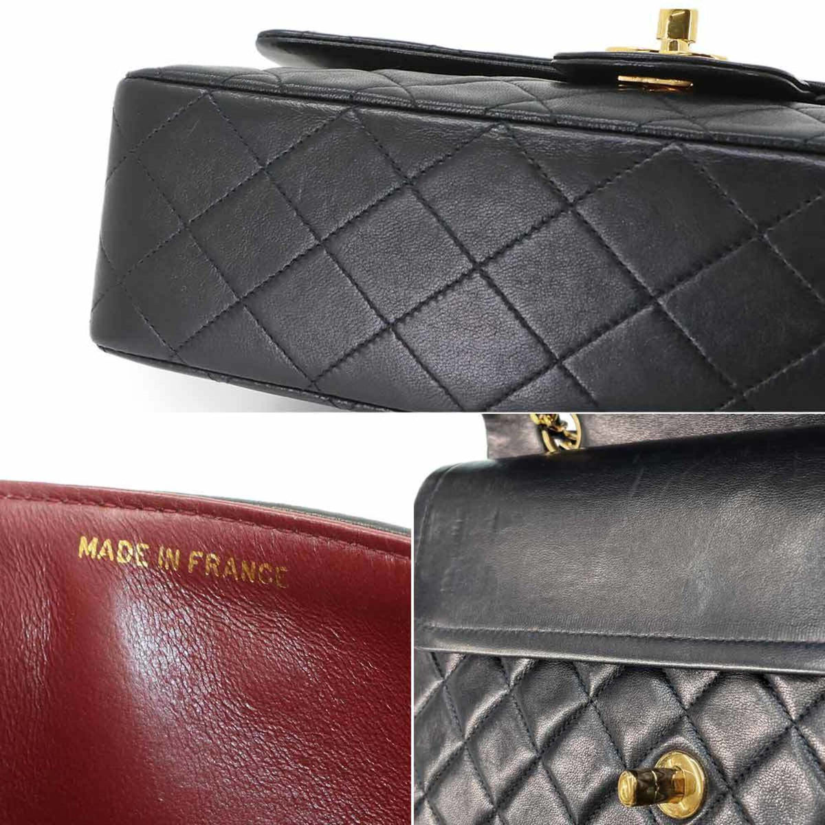 Chanel Matelasse Black Leather Handbag Shoulder Bag (Pre-Owned)