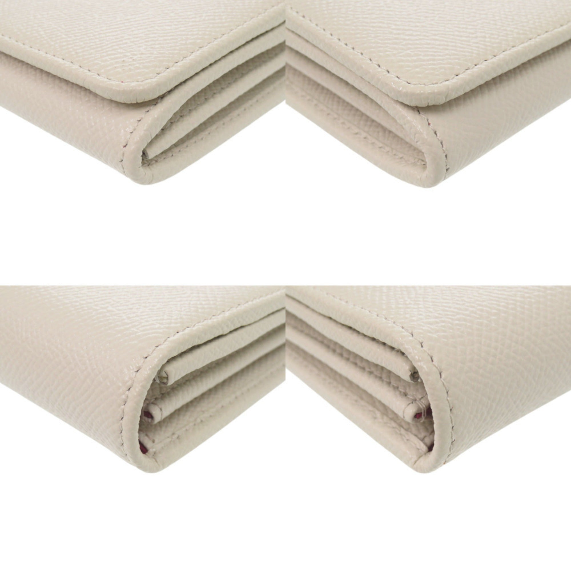 Bvlgari White Leather Long Wallet (Bi-Fold) (Pre-Owned)