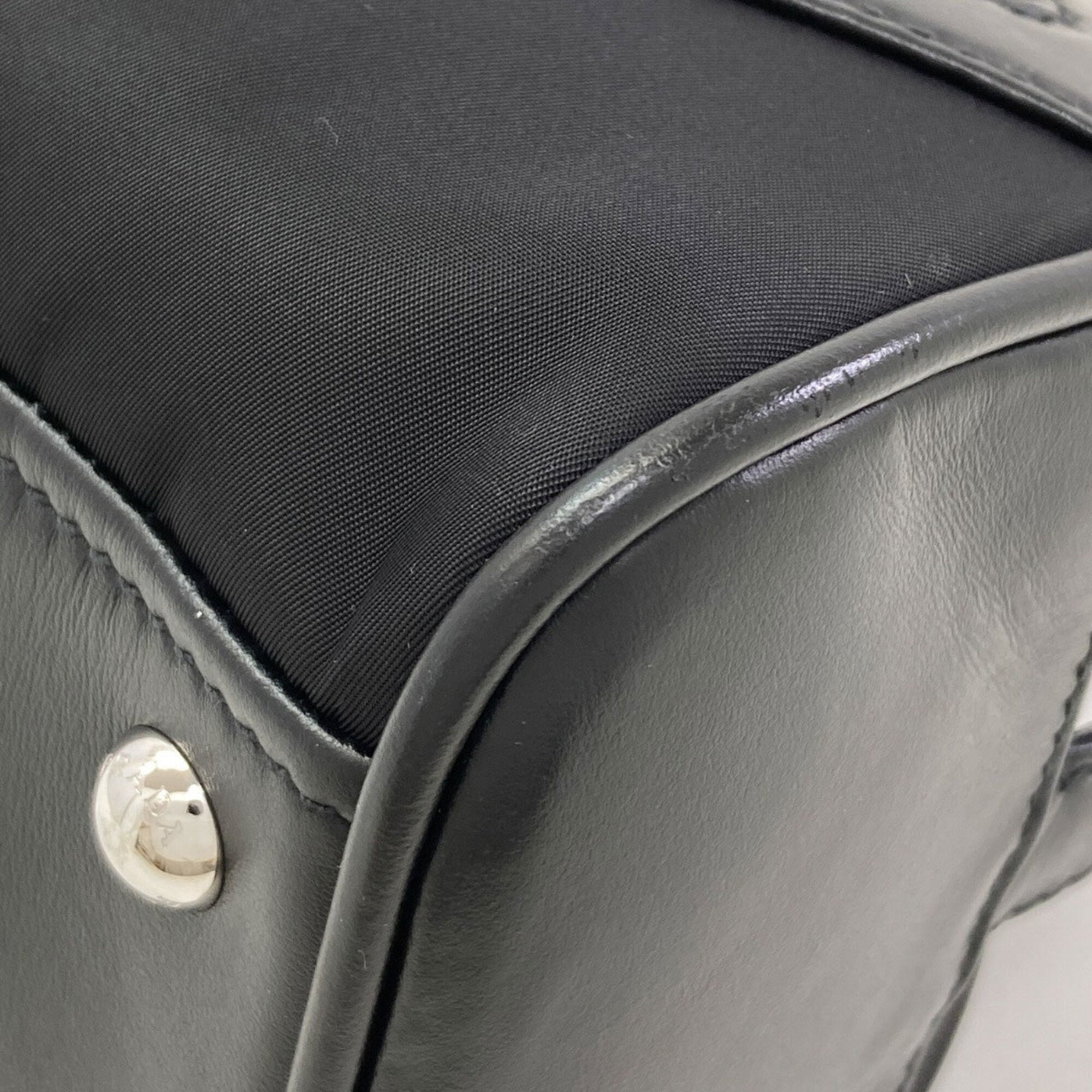 Prada Black Nylon Leather Handbag (Pre-Owned)