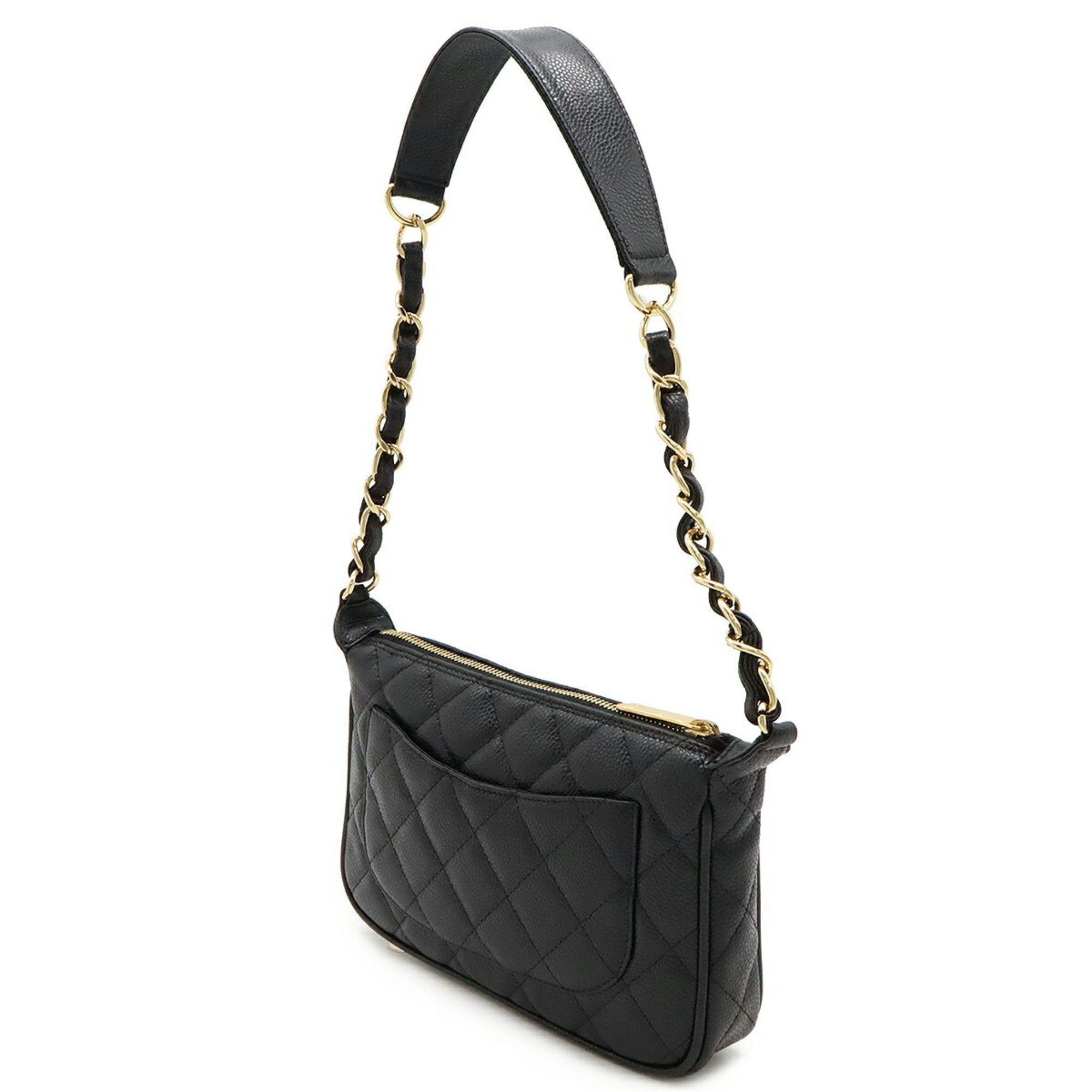 Chanel Black Caviar Leather Shoulder Bag (Pre-Owned)