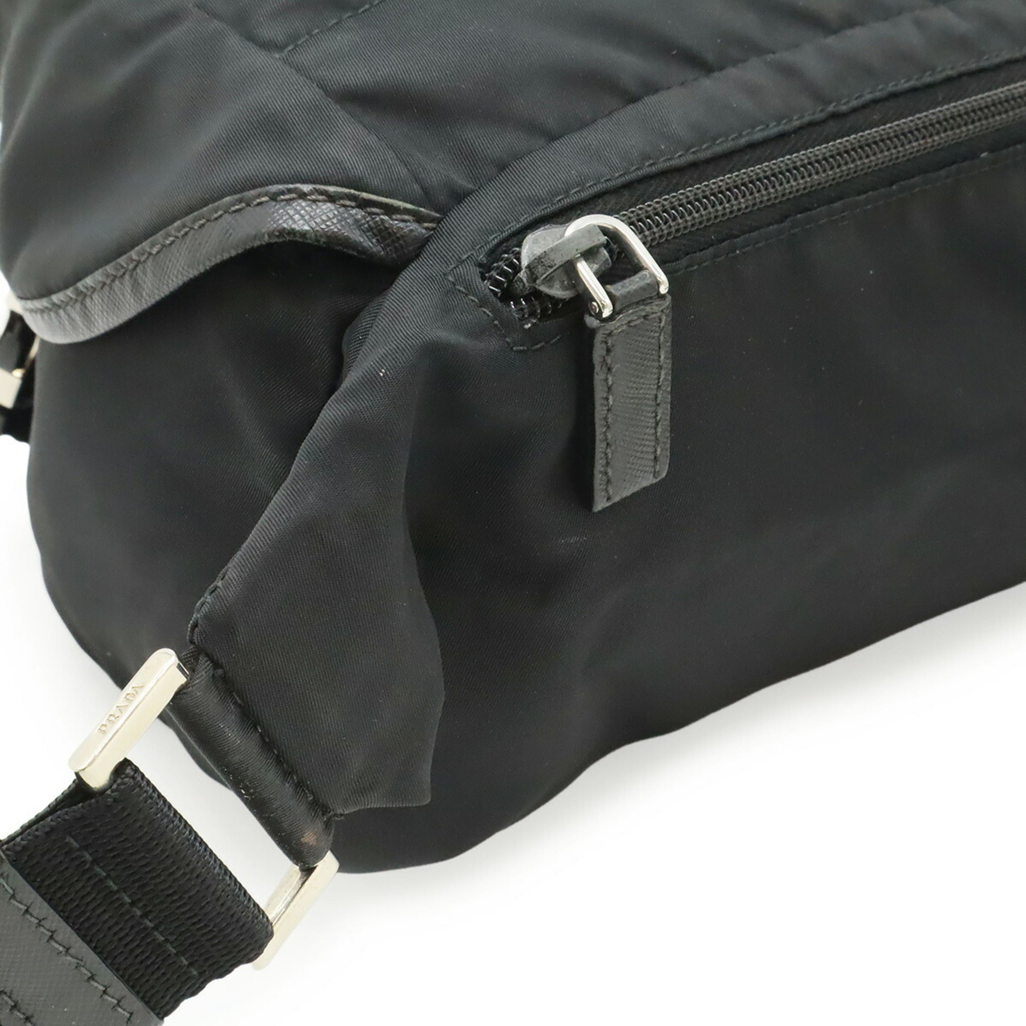Prada Black Nylon Leather Sling Bag (Pre-Owned)