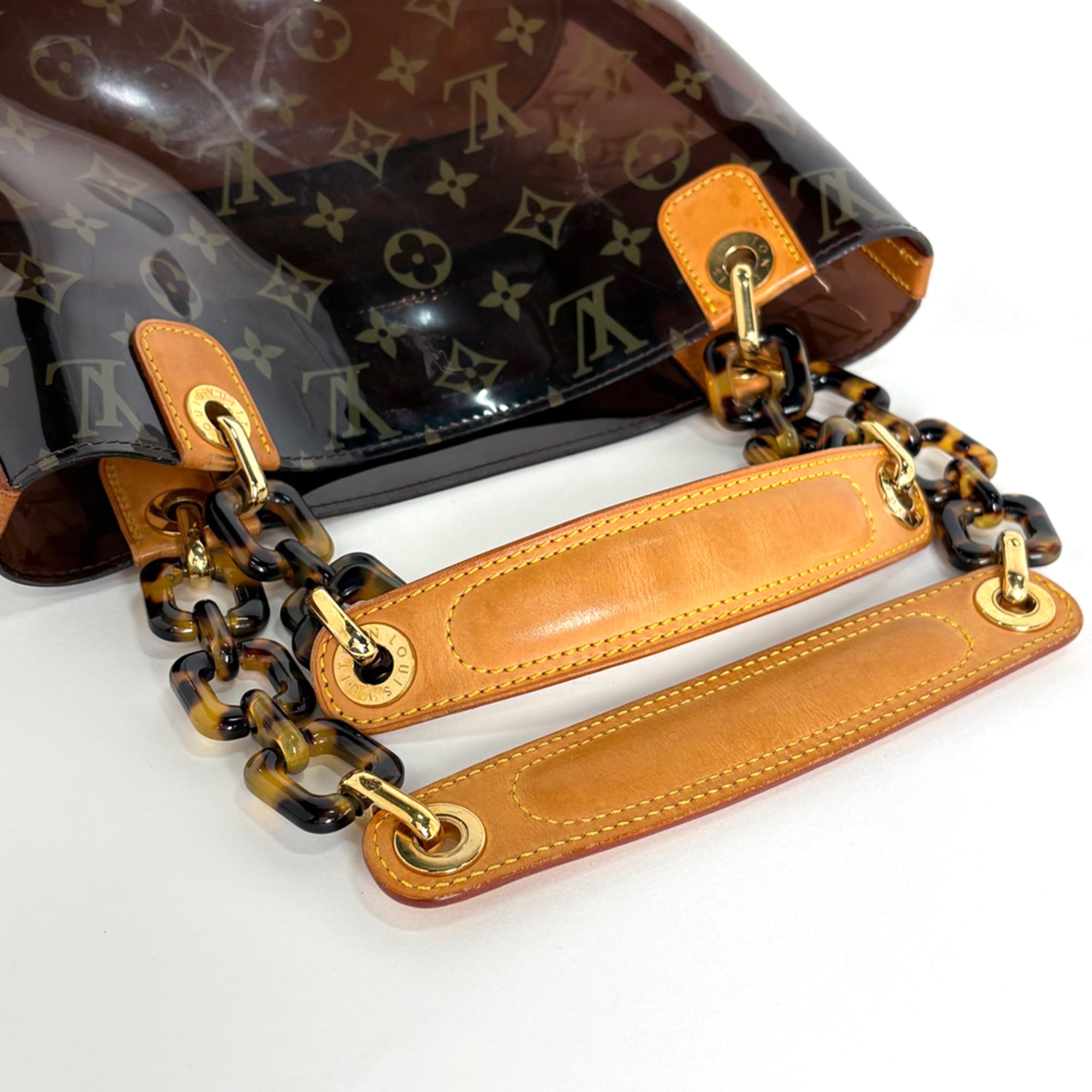 Louis Vuitton Brown Vinyl Handbag Tote Bag (Pre-Owned)