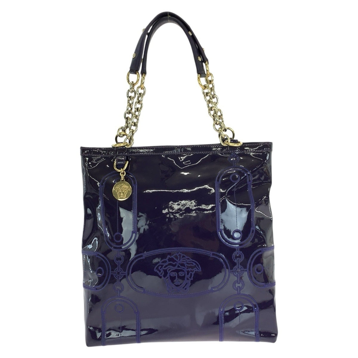 Versace Purple Leather Shoulder Bag Tote Bag (Pre-Owned)