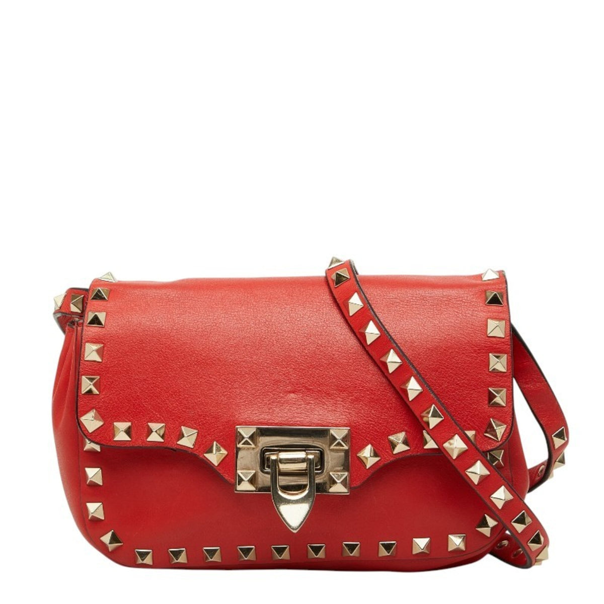 Valentino Red Color Leather Shoulder Bag (Pre-Owned)
