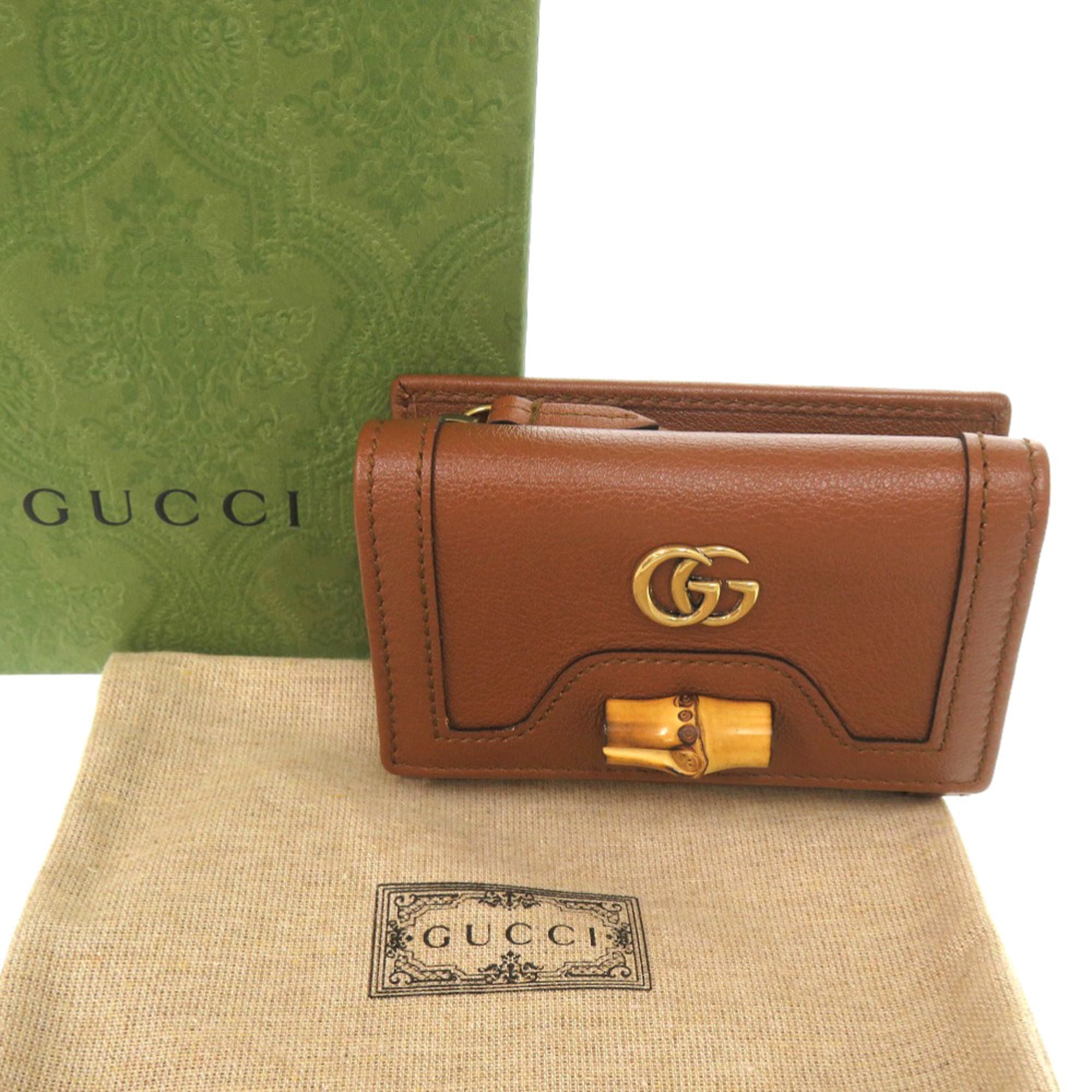Gucci Brown Leather Wallet (Tri-Fold) (Pre-Owned)