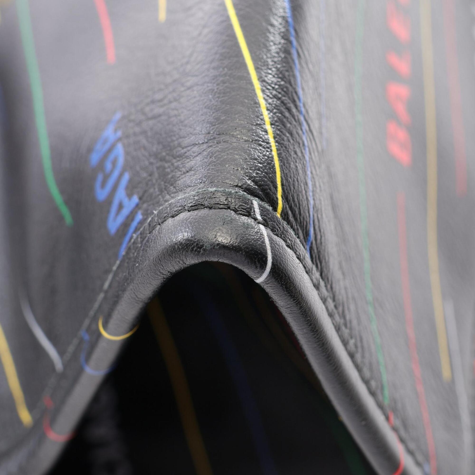 Balenciaga Black Multi-Color Leather Handbag Tote Bag (Pre-Owned)