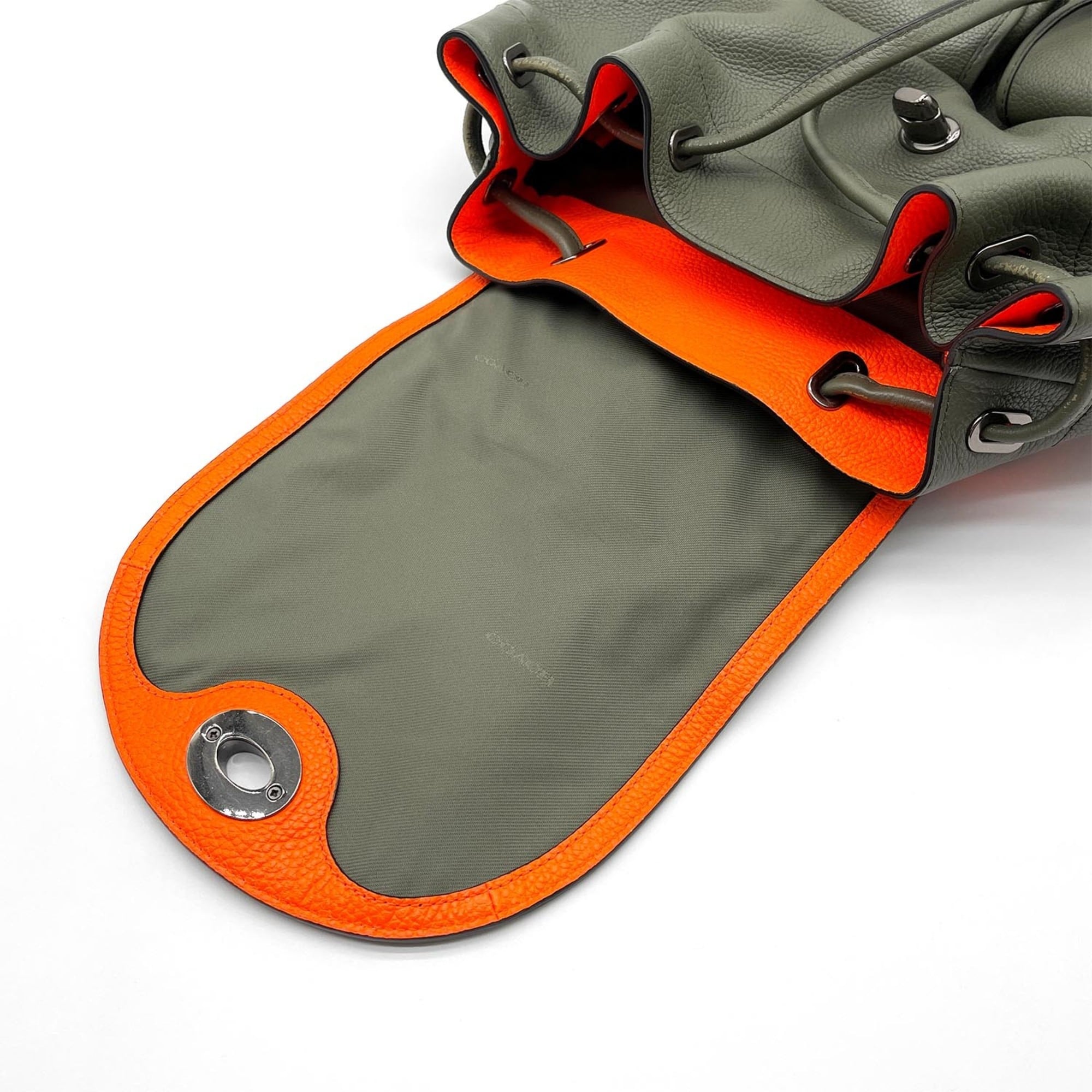 Coach Khaki Orange Leather Backpack (Pre-Owned)