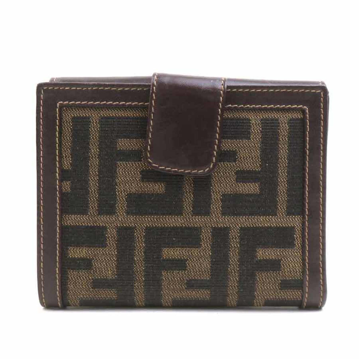 Fendi Brown Canvas Leather Wallet (Bi-Fold) (Pre-Owned)