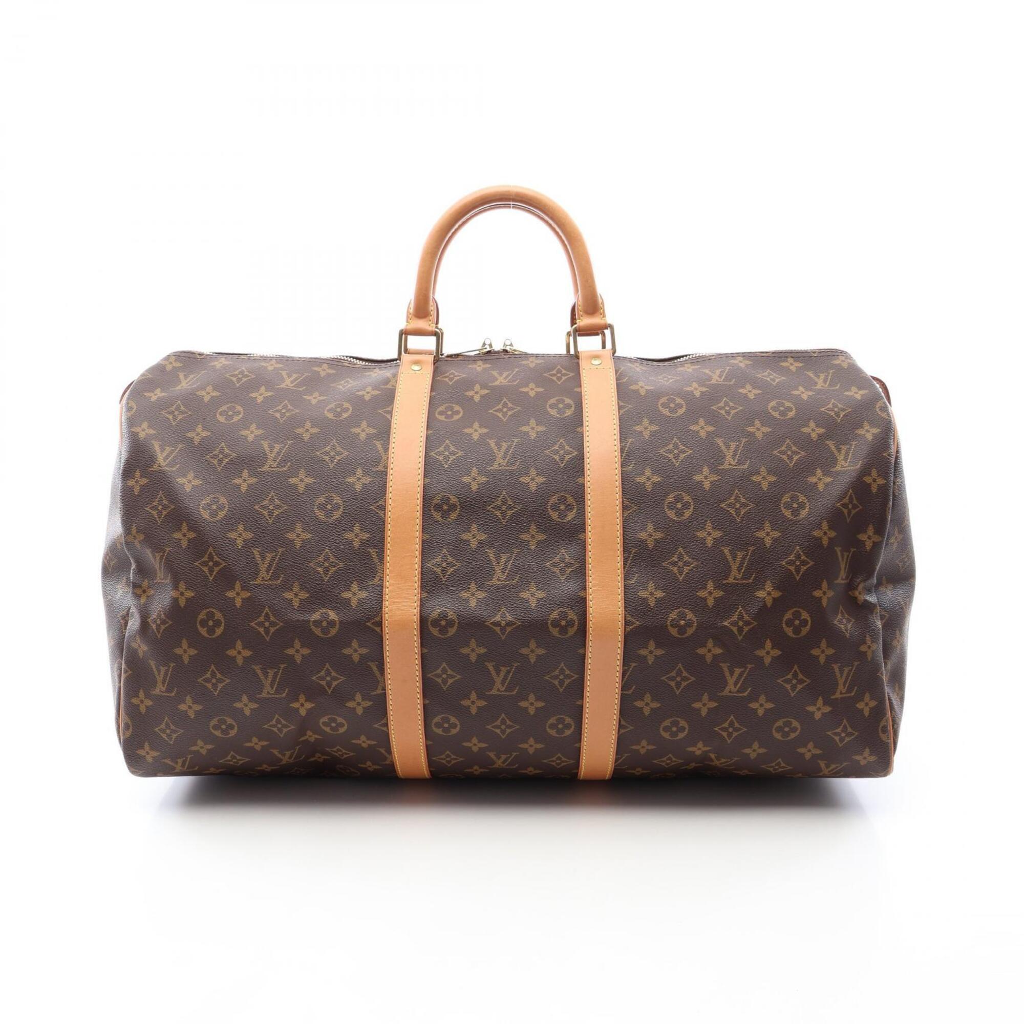 Louis Vuitton Brown Coated Canvas Leather Boston Bag Handbag (Pre-Owned)