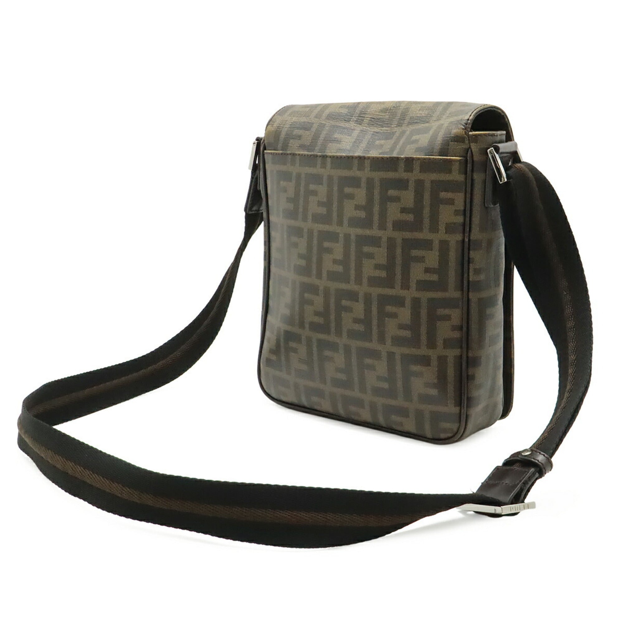 Fendi Dark Brown Khaki Brown Pvc Leather Shoulder Bag (Pre-Owned)