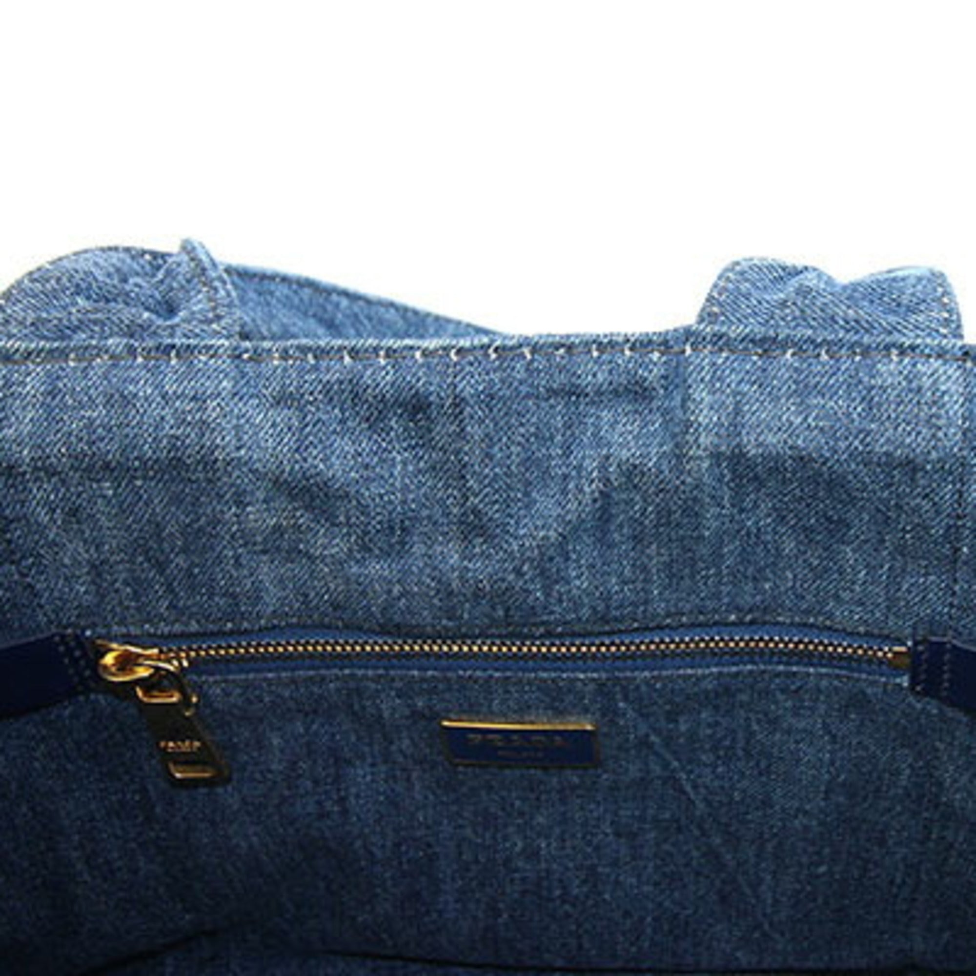 Prada Canapa Avio Blue Denim Handbag (Pre-Owned)