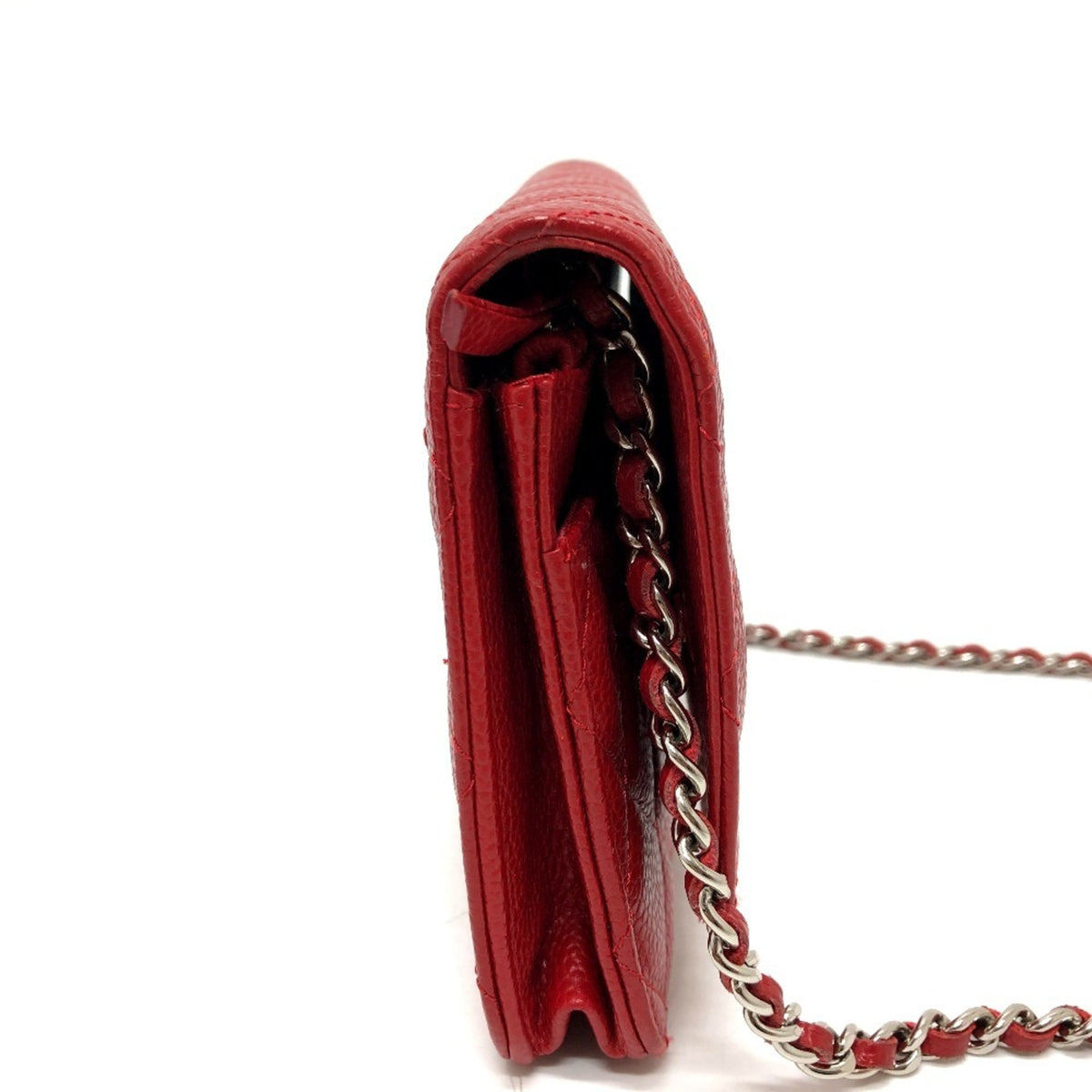Chanel Red Color Caviar Leather Shoulder Bag (Pre-Owned)