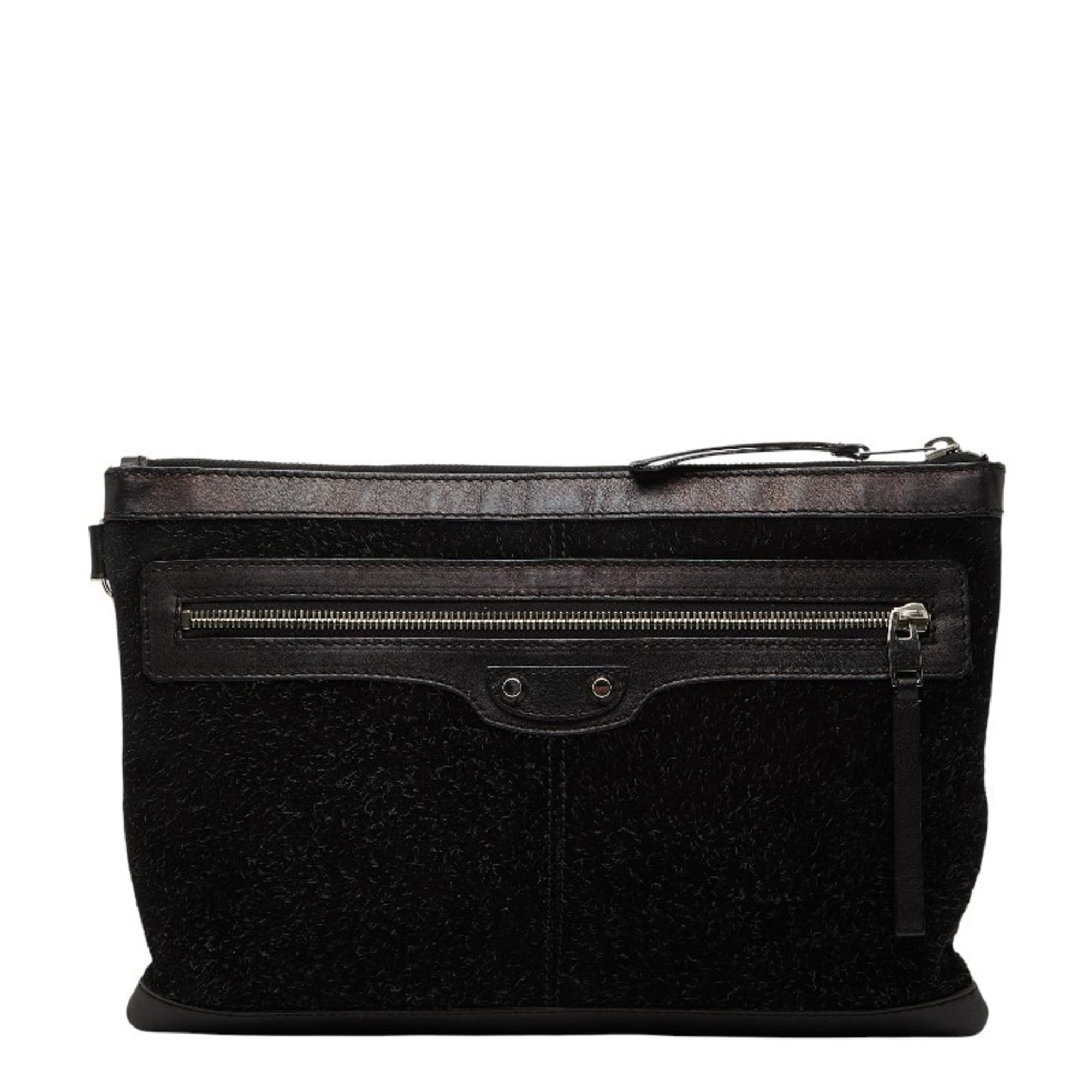 Balenciaga Black Suede Leather Clutch Bag (Pre-Owned)