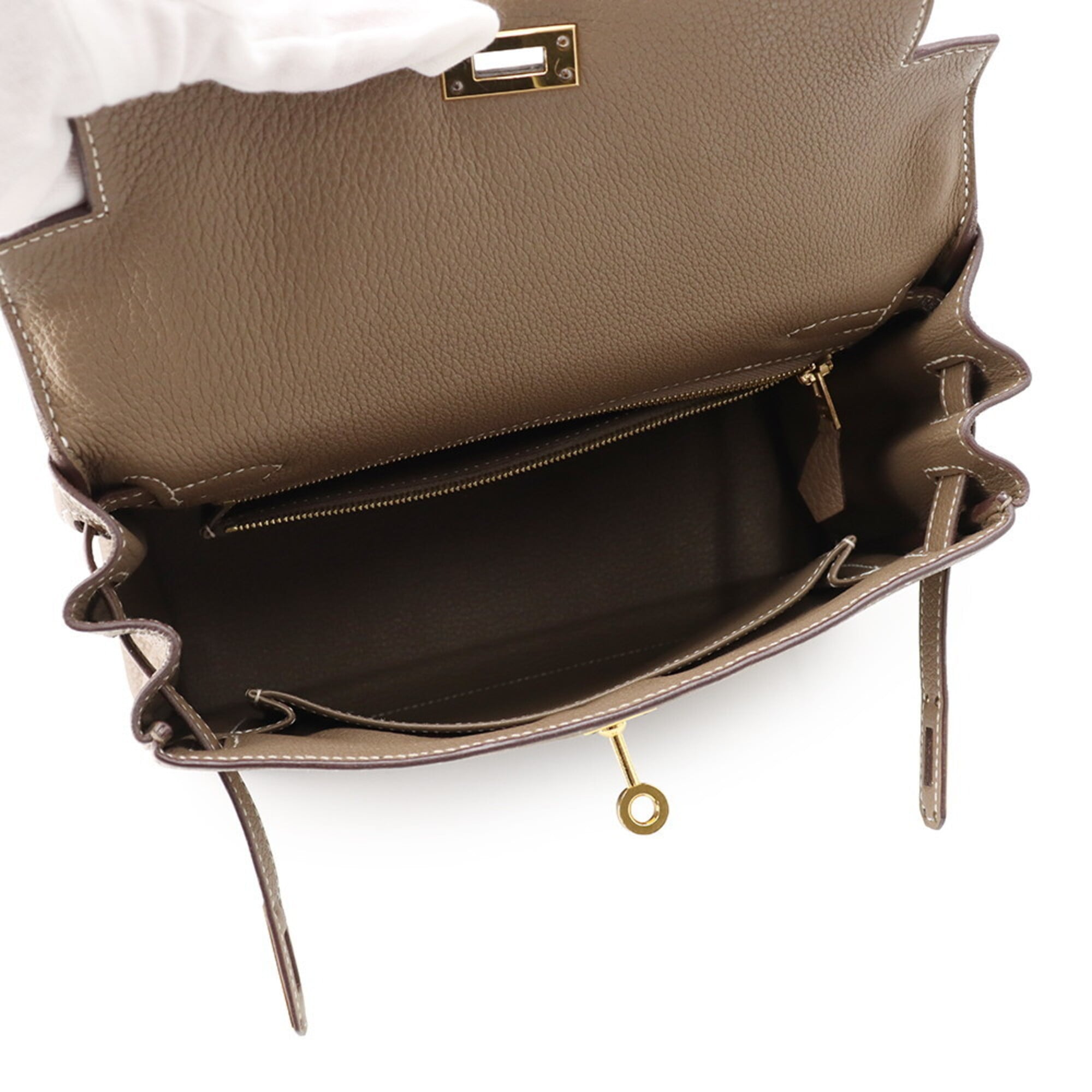Hermes Etoupe Gray Togo Leather Handbag (Pre-Owned)