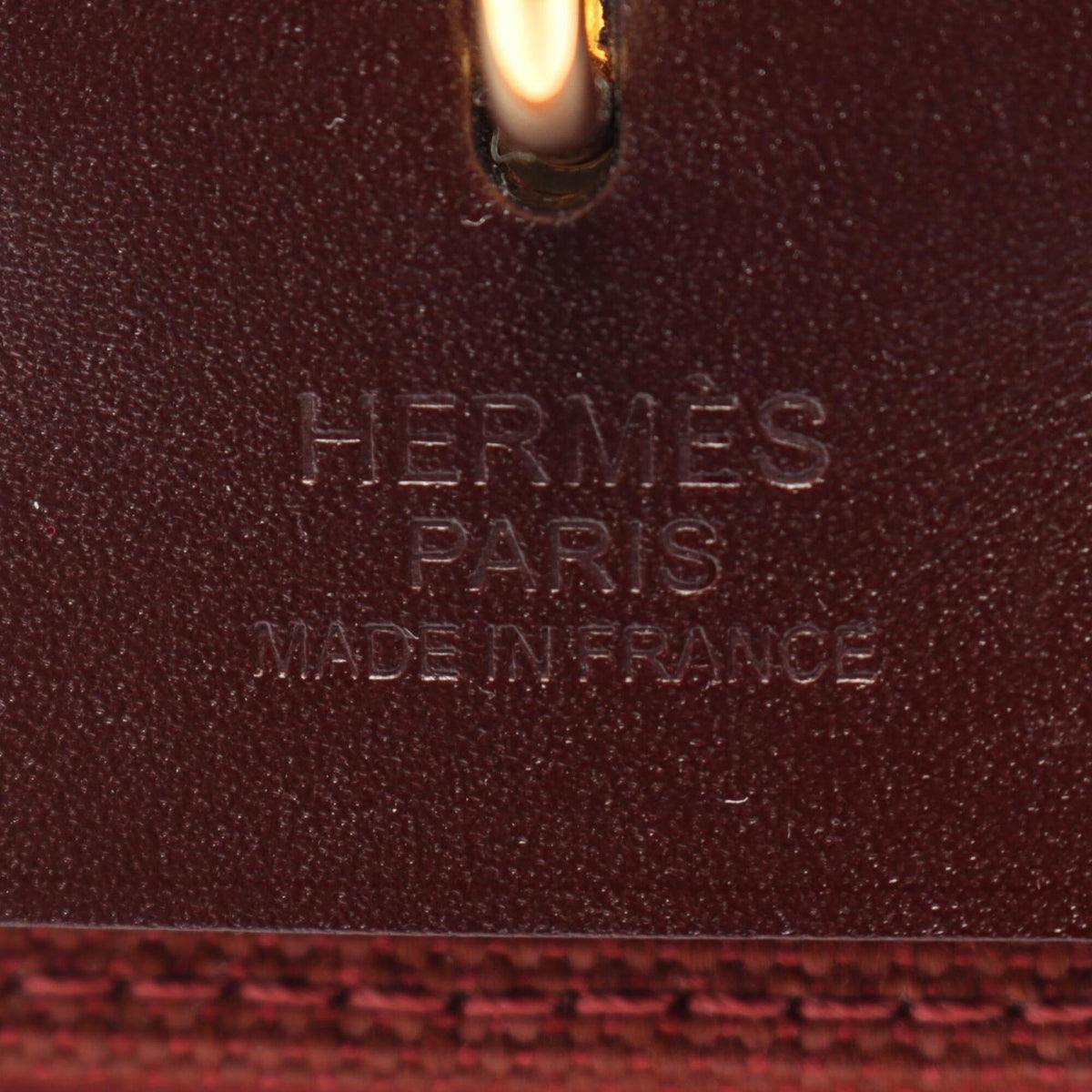 Hermes Bordeaux Red Color White Canvas Handbag Pouch (Pre-Owned)
