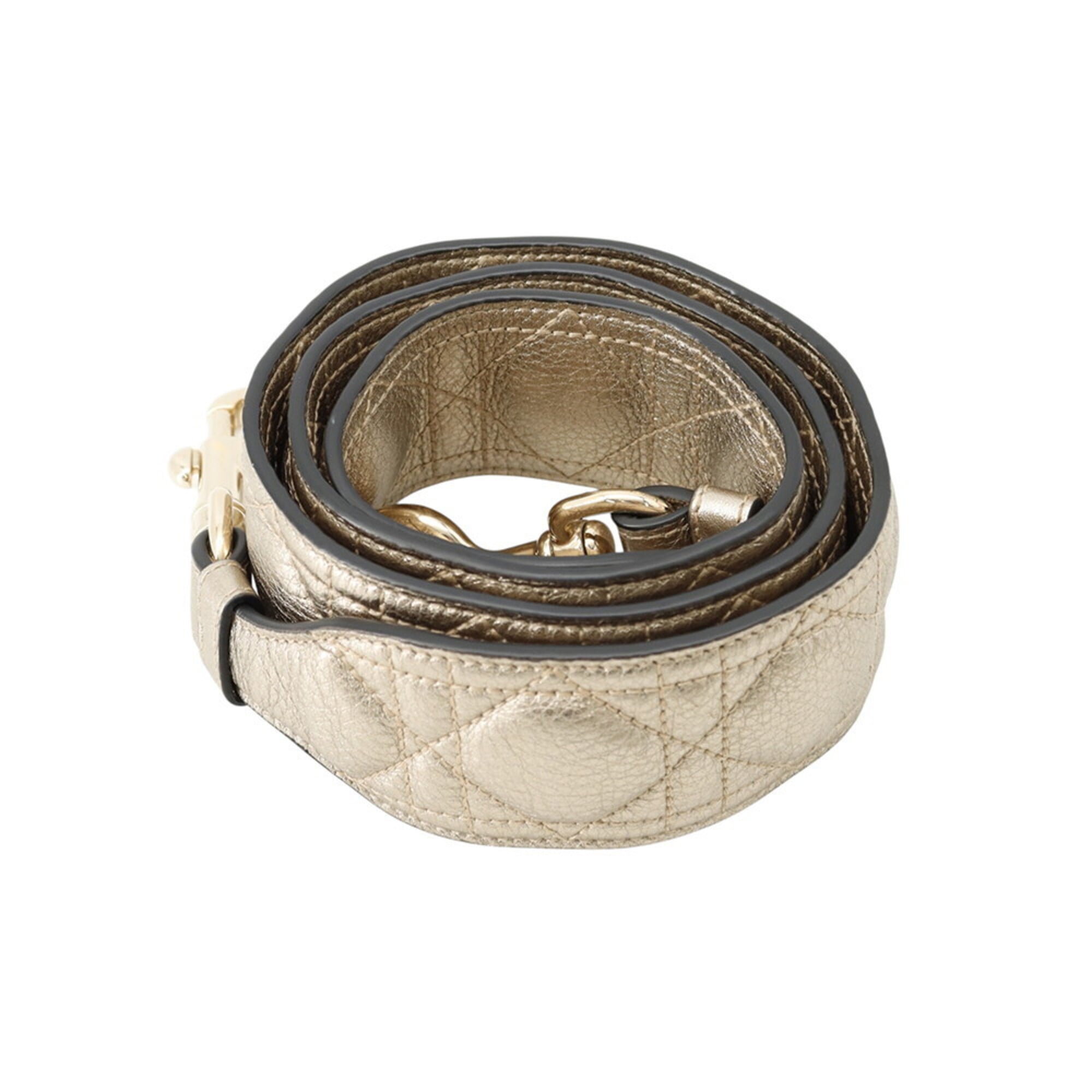 Christian Dior Lady Dior Gold Leather Handbag Shoulder Bag (Pre-Owned)