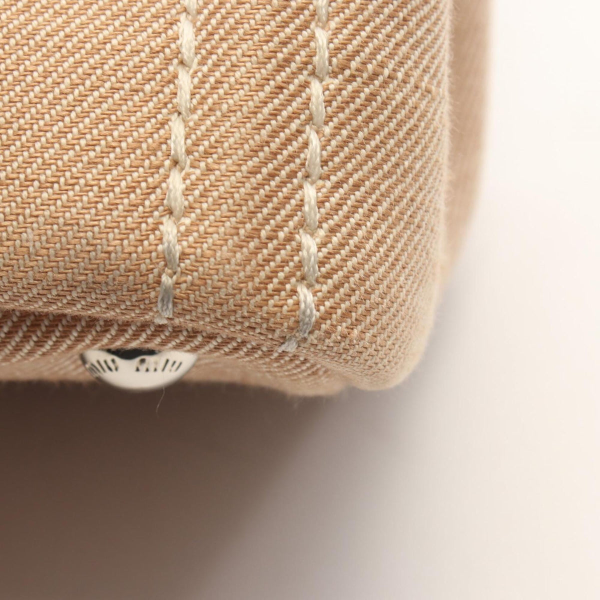 Miu Miu Beige Ivory Canvas Handbag Tote Bag (Pre-Owned)