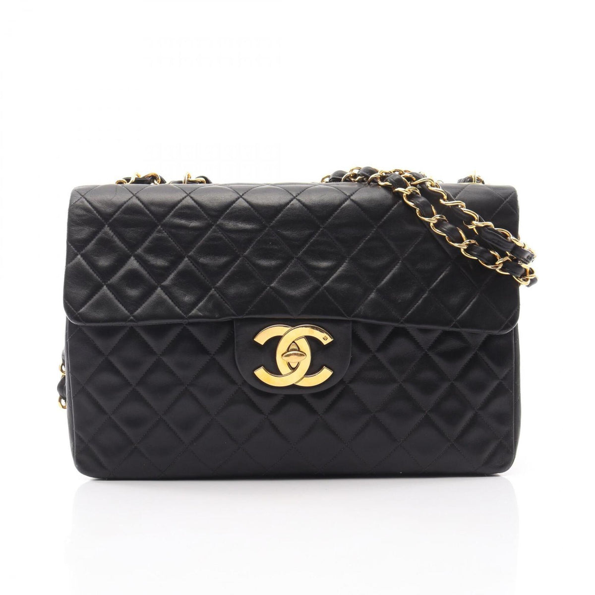 Chanel Black Leather Handbag Shoulder Bag (Pre-Owned)