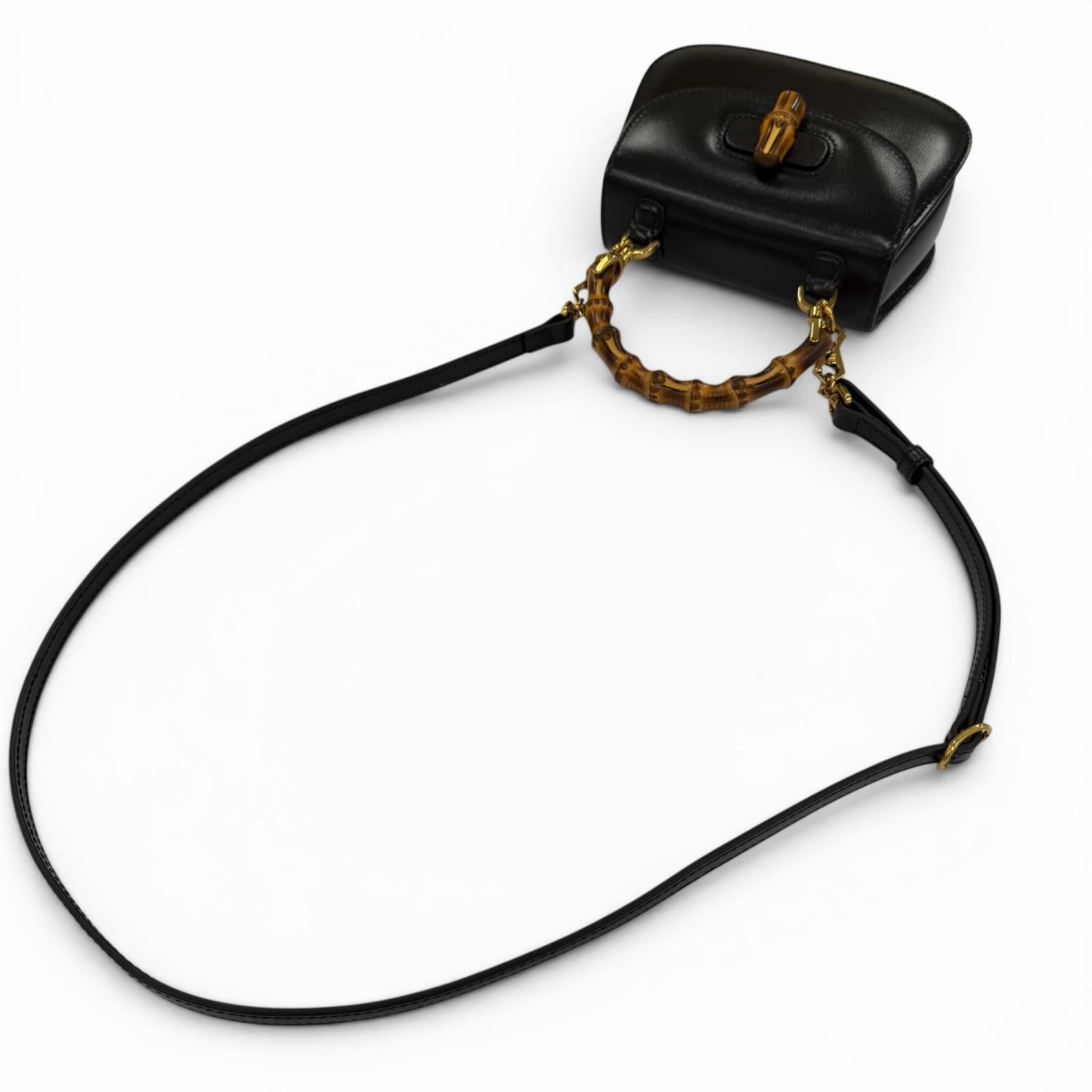 Gucci Black Leather Handbag Shoulder Bag (Pre-Owned)