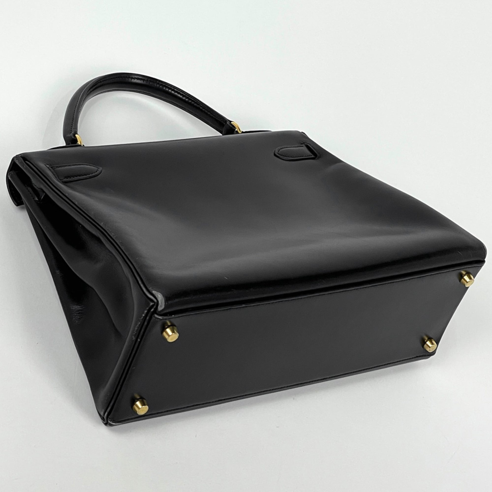 Hermes Black Box Calf Leather Handbag (Pre-Owned)