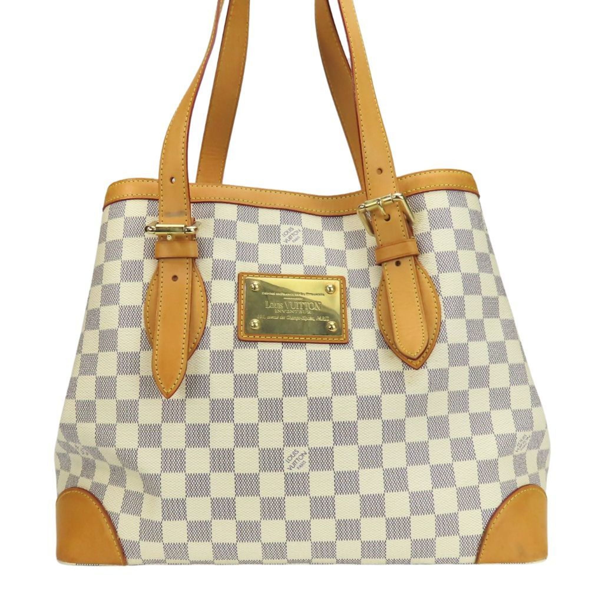 Louis Vuitton White Damier Azur Leather Tote Bag (Pre-Owned)