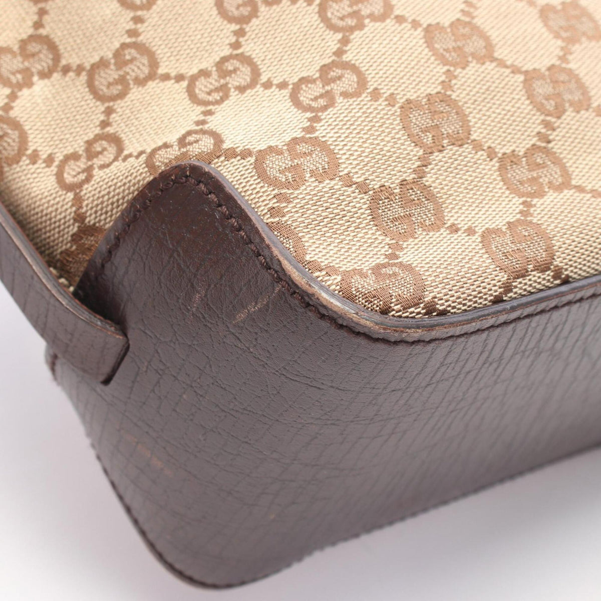 Gucci Beige Brown Gg Canvas Leather Handbag Tote Bag (Pre-Owned)