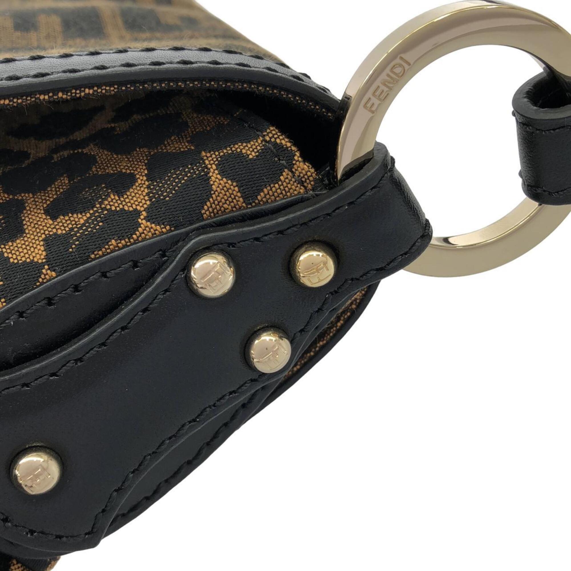 Fendi Black Brown Canvas Shoulder Bag (Pre-Owned)