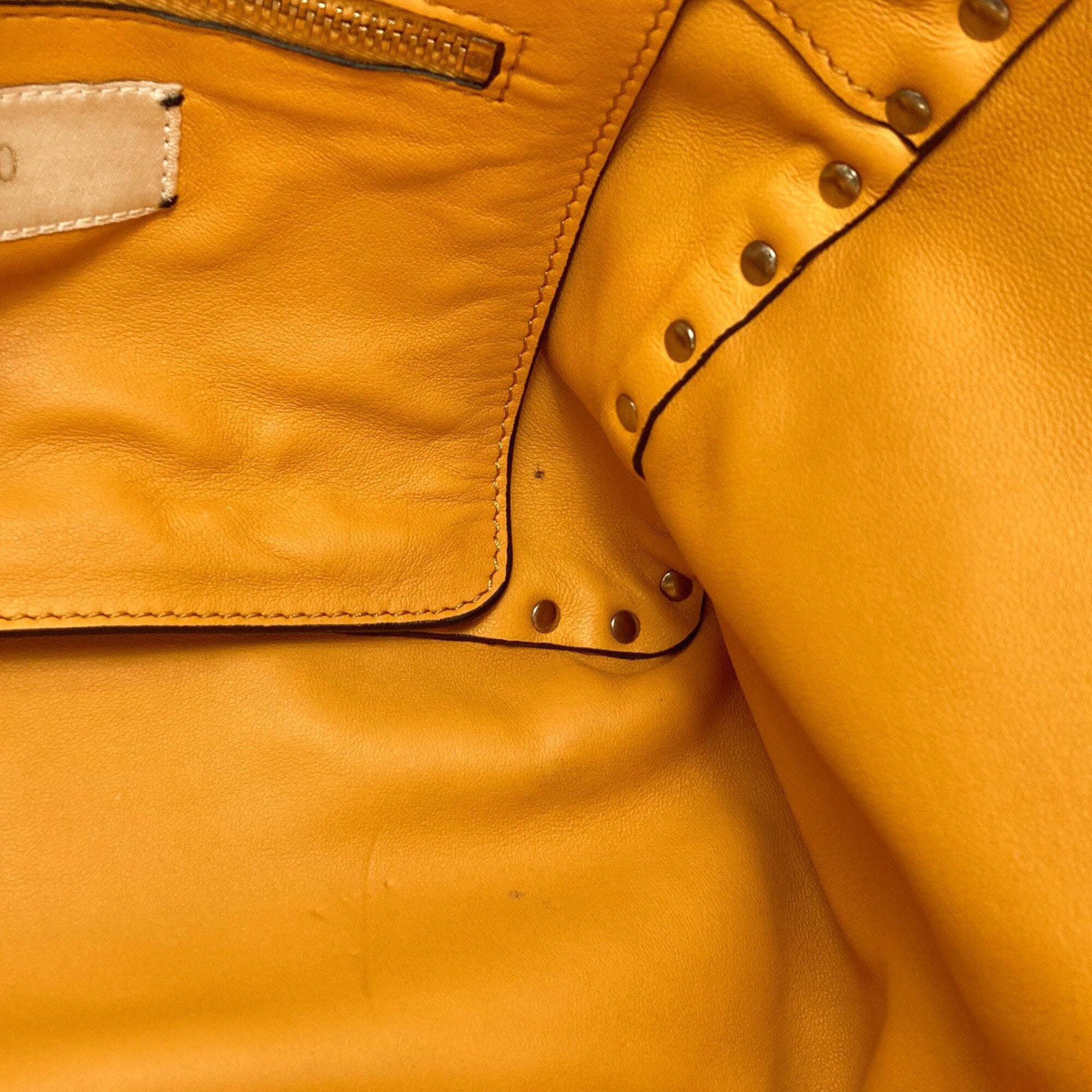 Unspecified Orange Leather Handbag (Pre-Owned)