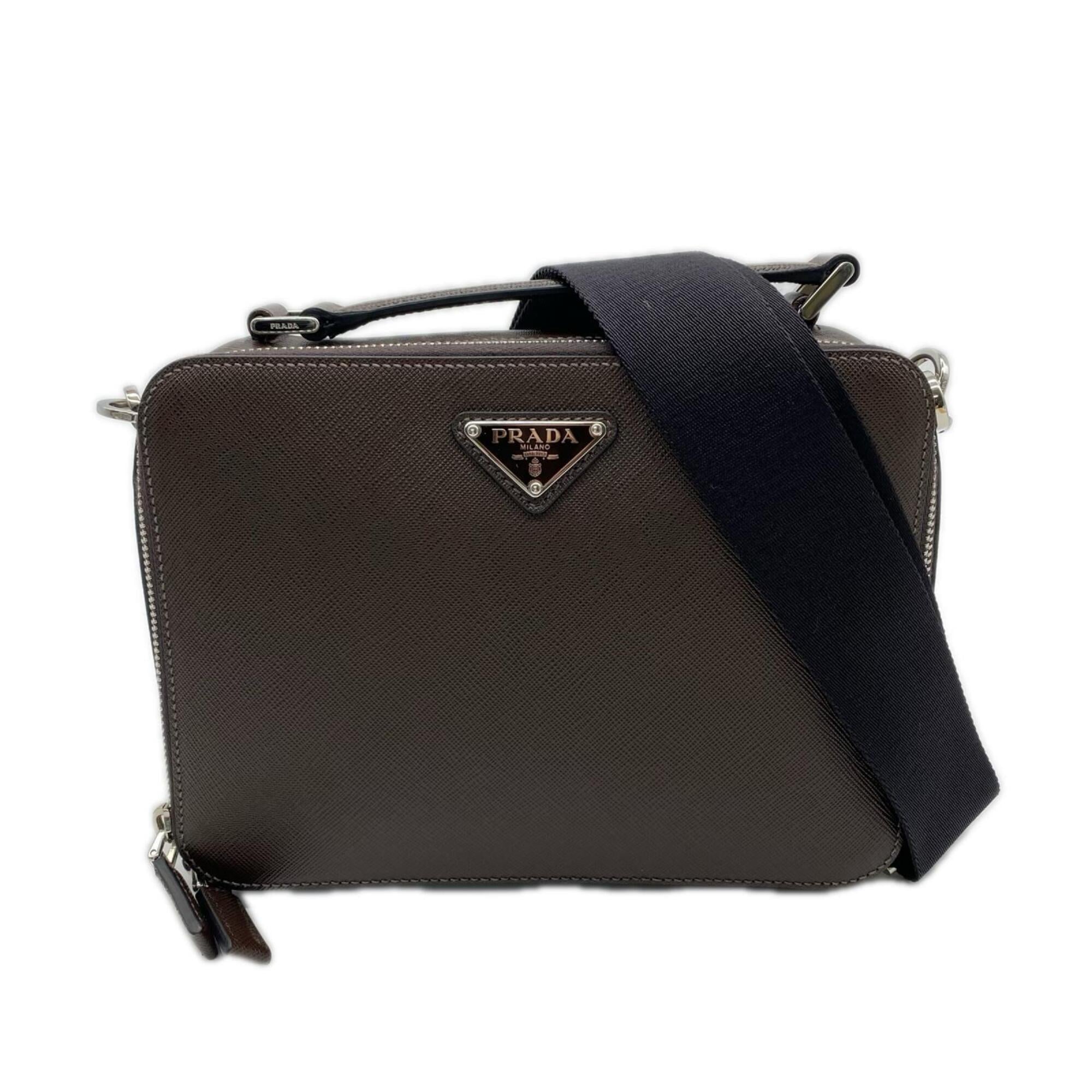 Prada Saffiano Brown Saffiano Shoulder Bag (Pre-Owned)