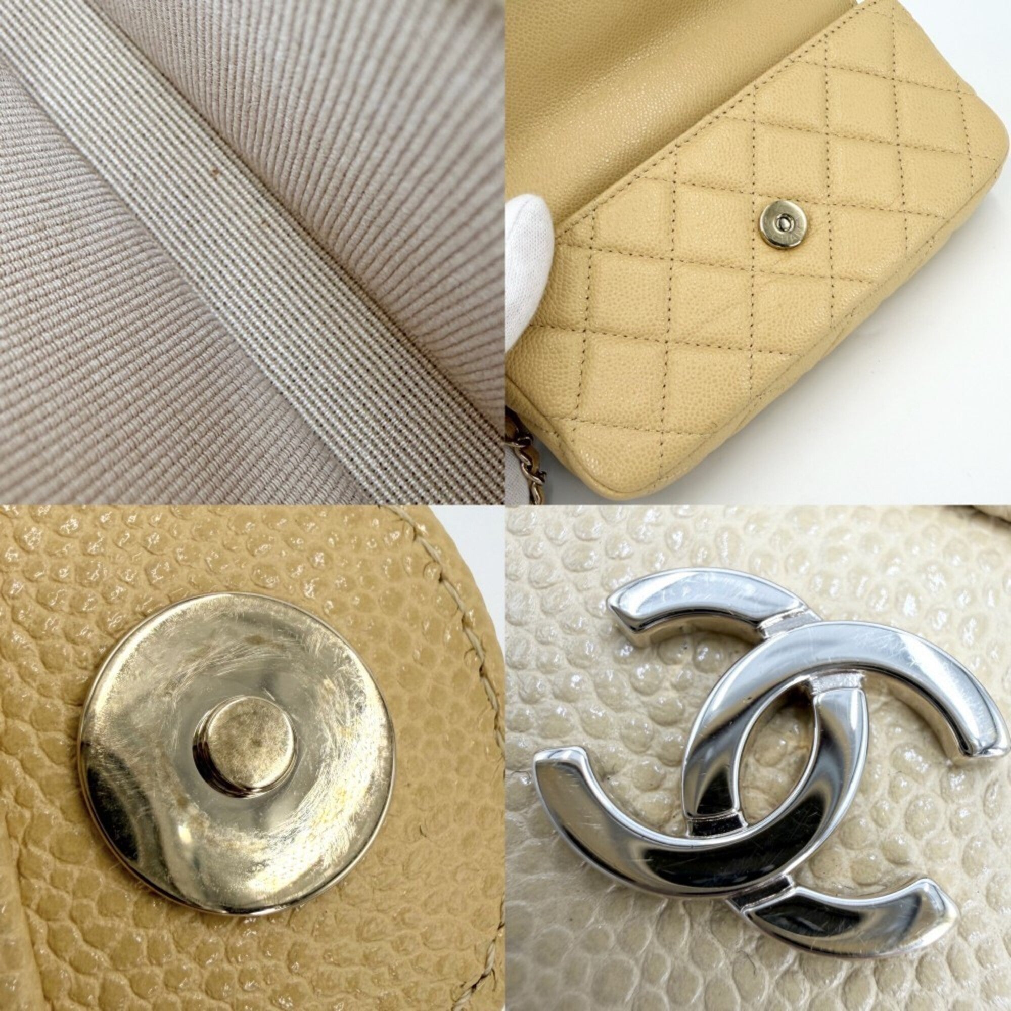 Chanel Yellow Grained Calfskin Shoulder Bag (Pre-Owned)
