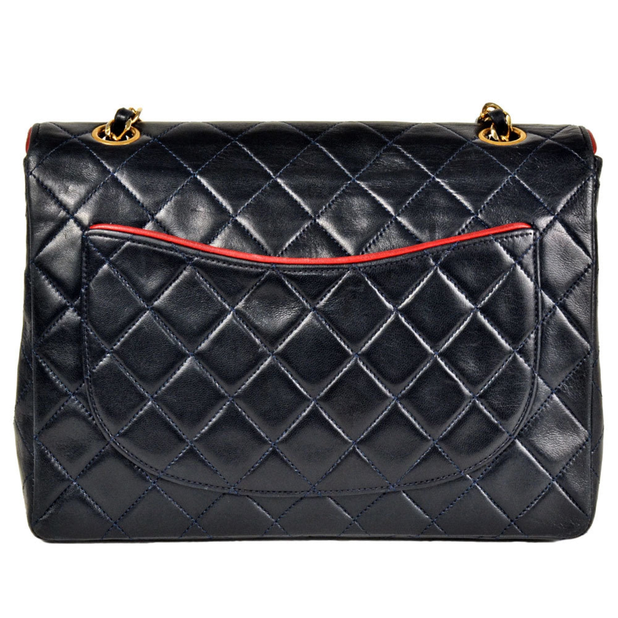 Chanel Matelasse Navy Leather Shoulder Bag (Pre-Owned)