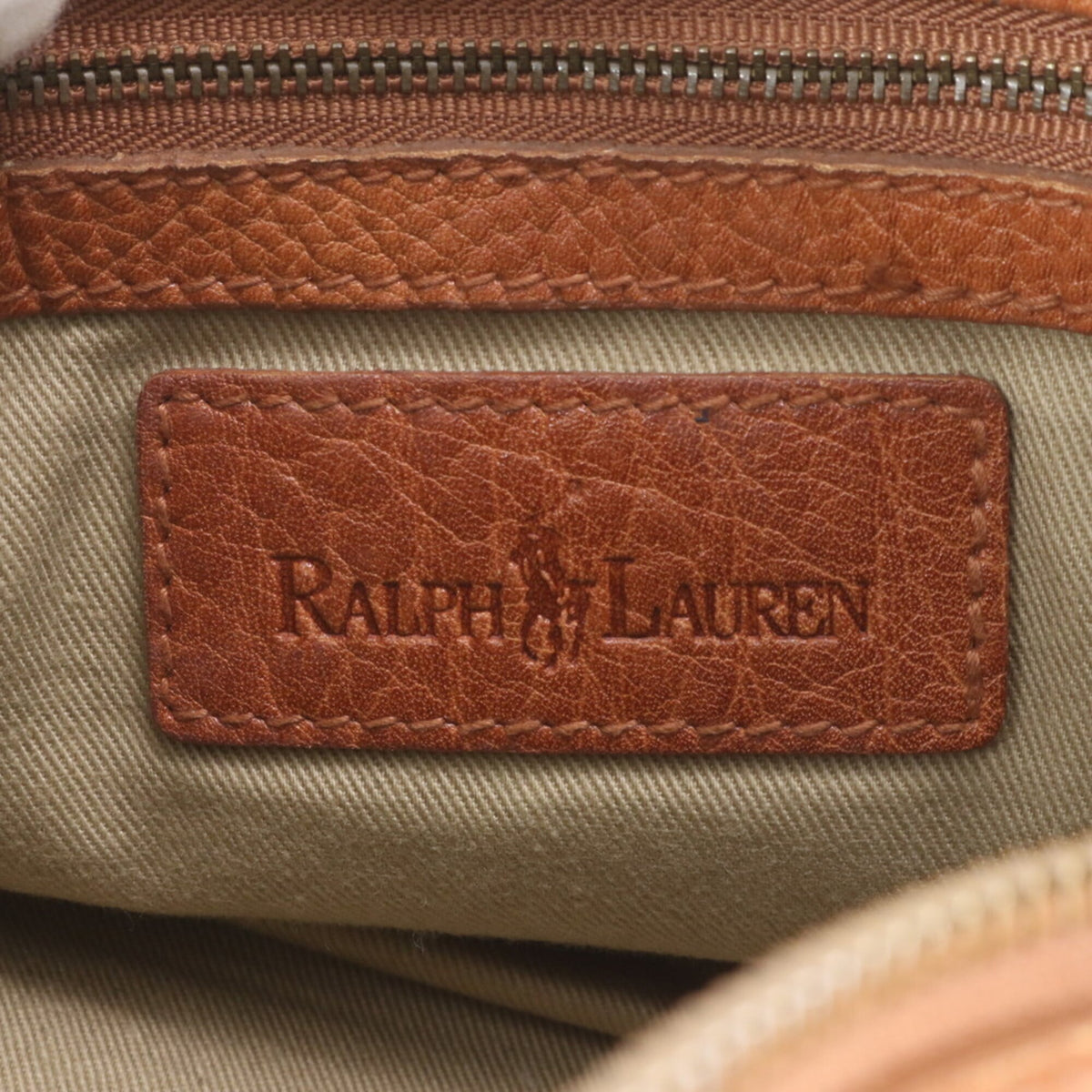 Ralph Lauren Camel Leather Boston Bag Handbag (Pre-Owned)