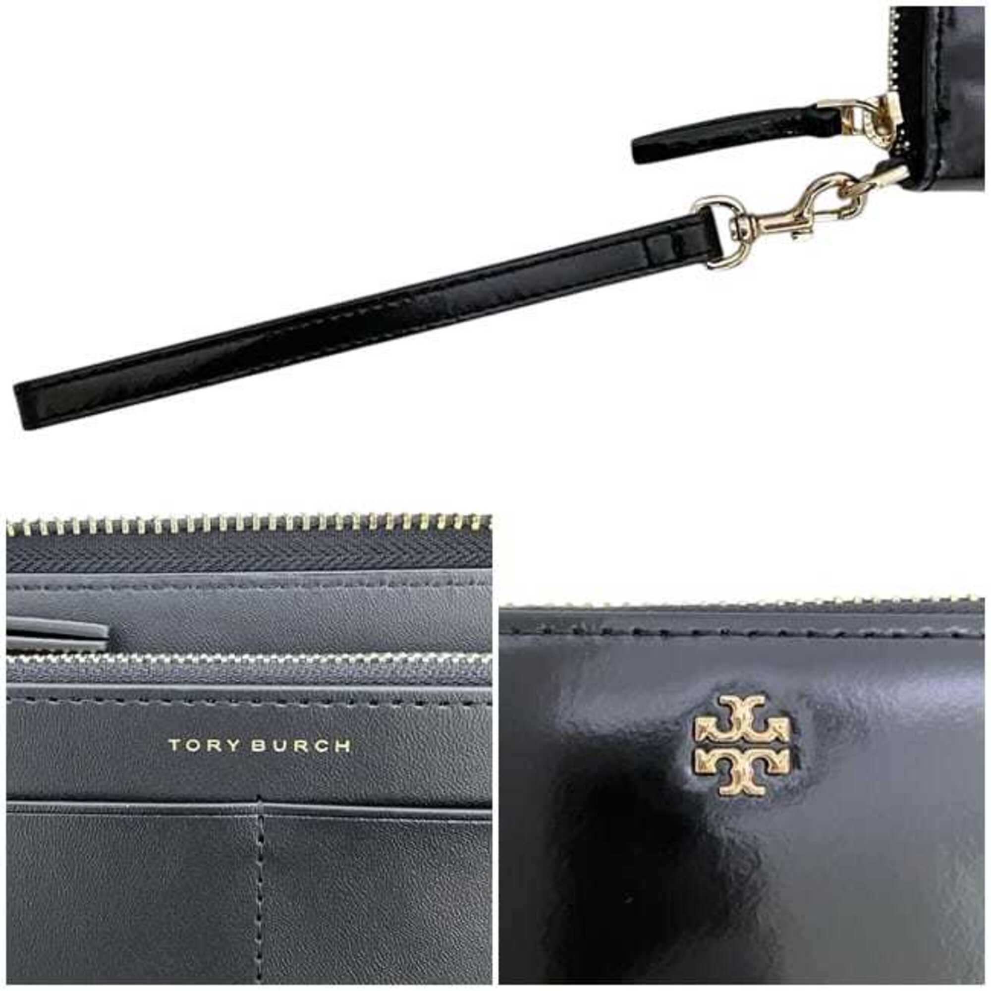 Tory Burch Black Patent Leather Long Wallet (Bi-Fold) (Pre-Owned)
