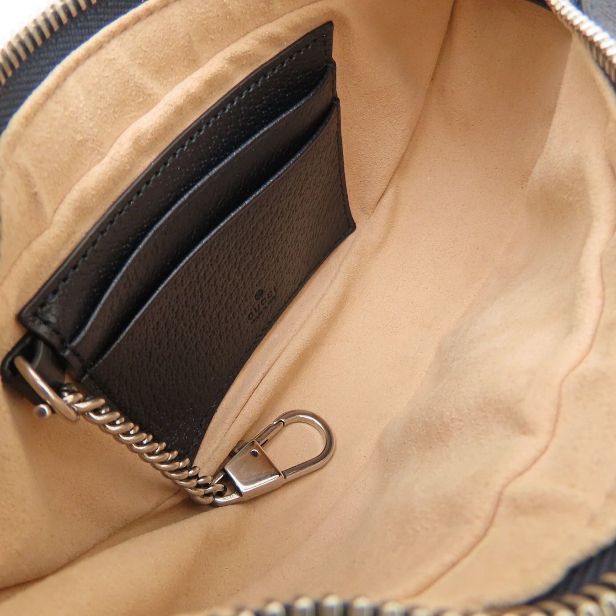 Gucci Beige Navy Gg Supreme Canvas Leather Handbag Pouch (Pre-Owned)