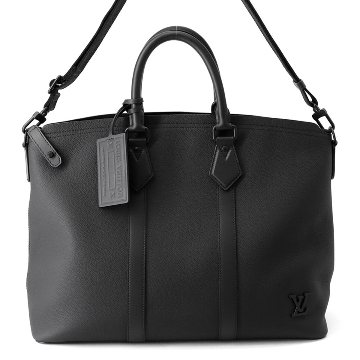 Louis Vuitton Black Noir Leather Handbag Tote Bag (Pre-Owned)