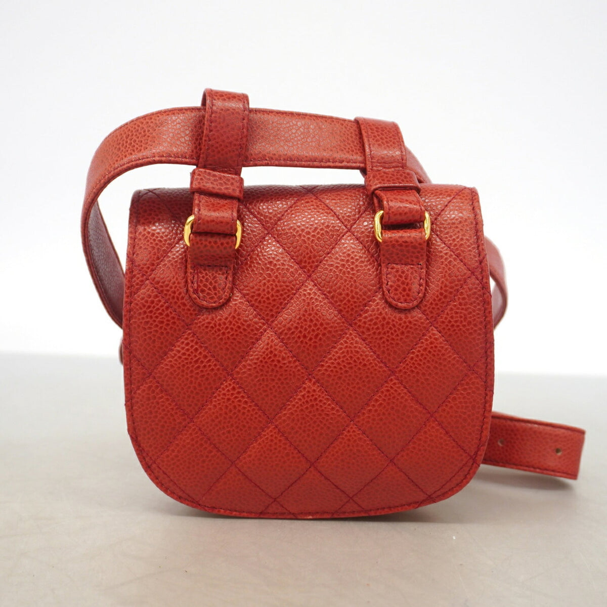 Chanel Red Color Grained Calfskin Fanny Pack (Pre-Owned)